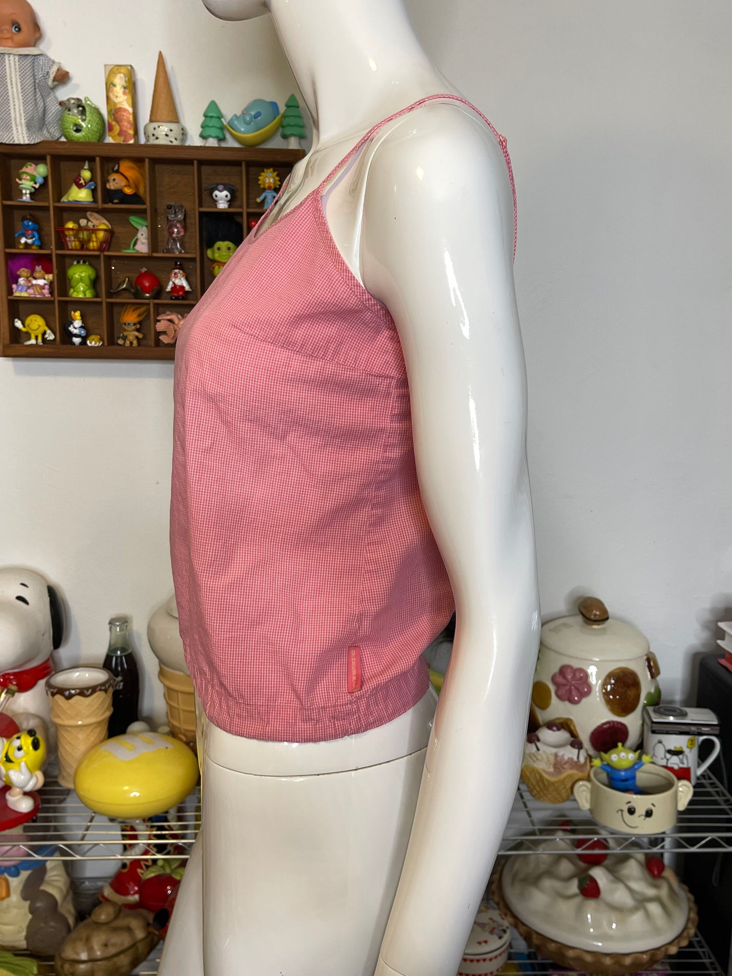 2000s Pink Plaid Gingham CK Top Sz M