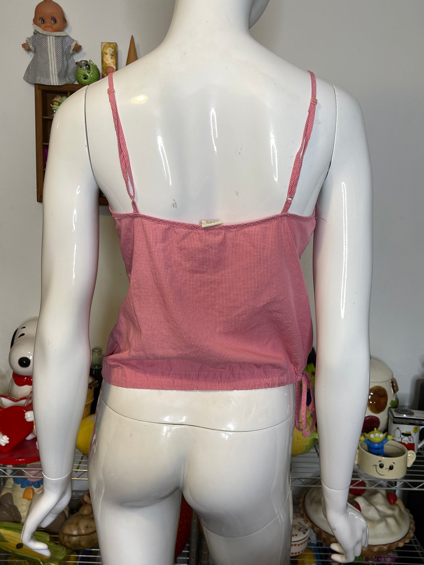 2000s Pink Plaid Gingham CK Top Sz M