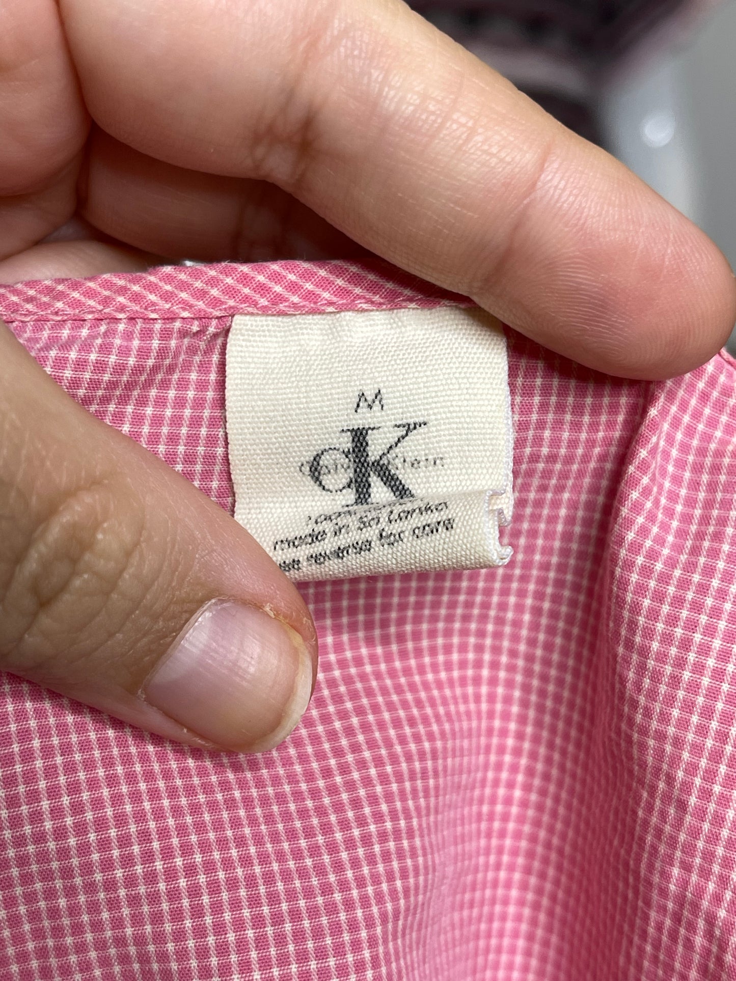 2000s Pink Plaid Gingham CK Top Sz M