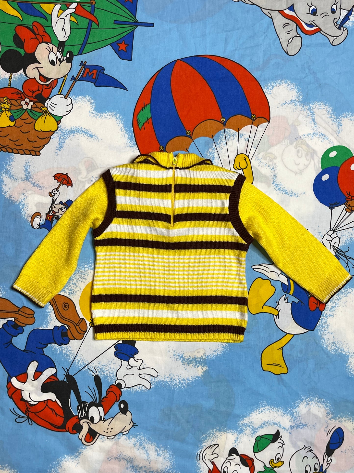 Vintage Yellow Brown Striped Knit Sweater Vest Sz 18M
