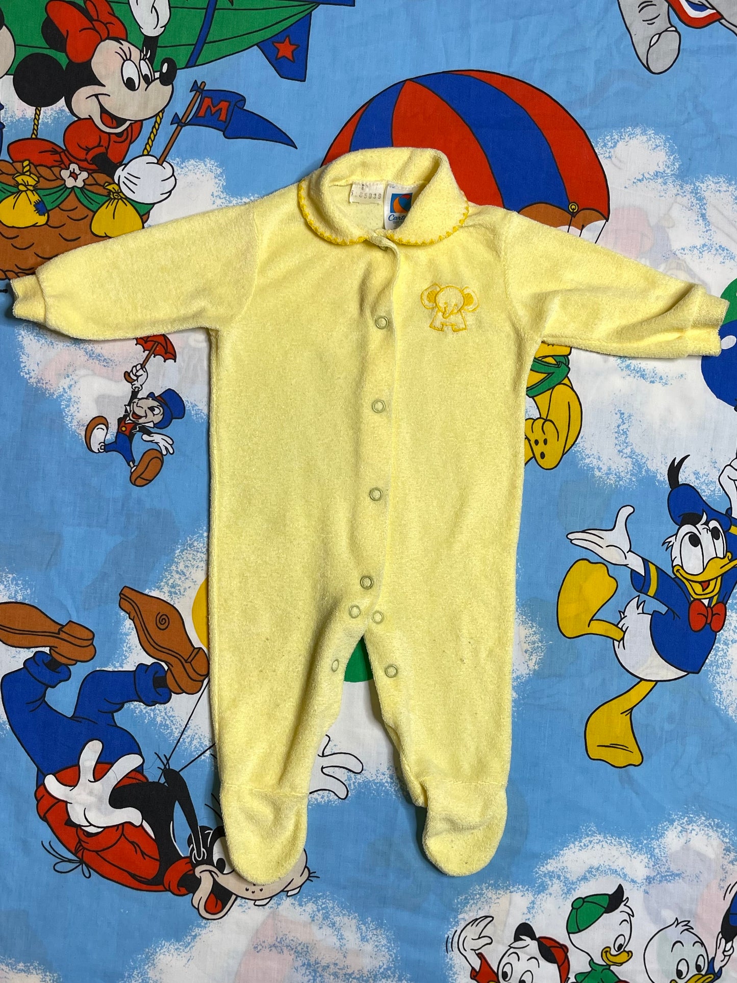 Vintage Charter's Yellow Terrycloth Elephant Onesie Sz M
