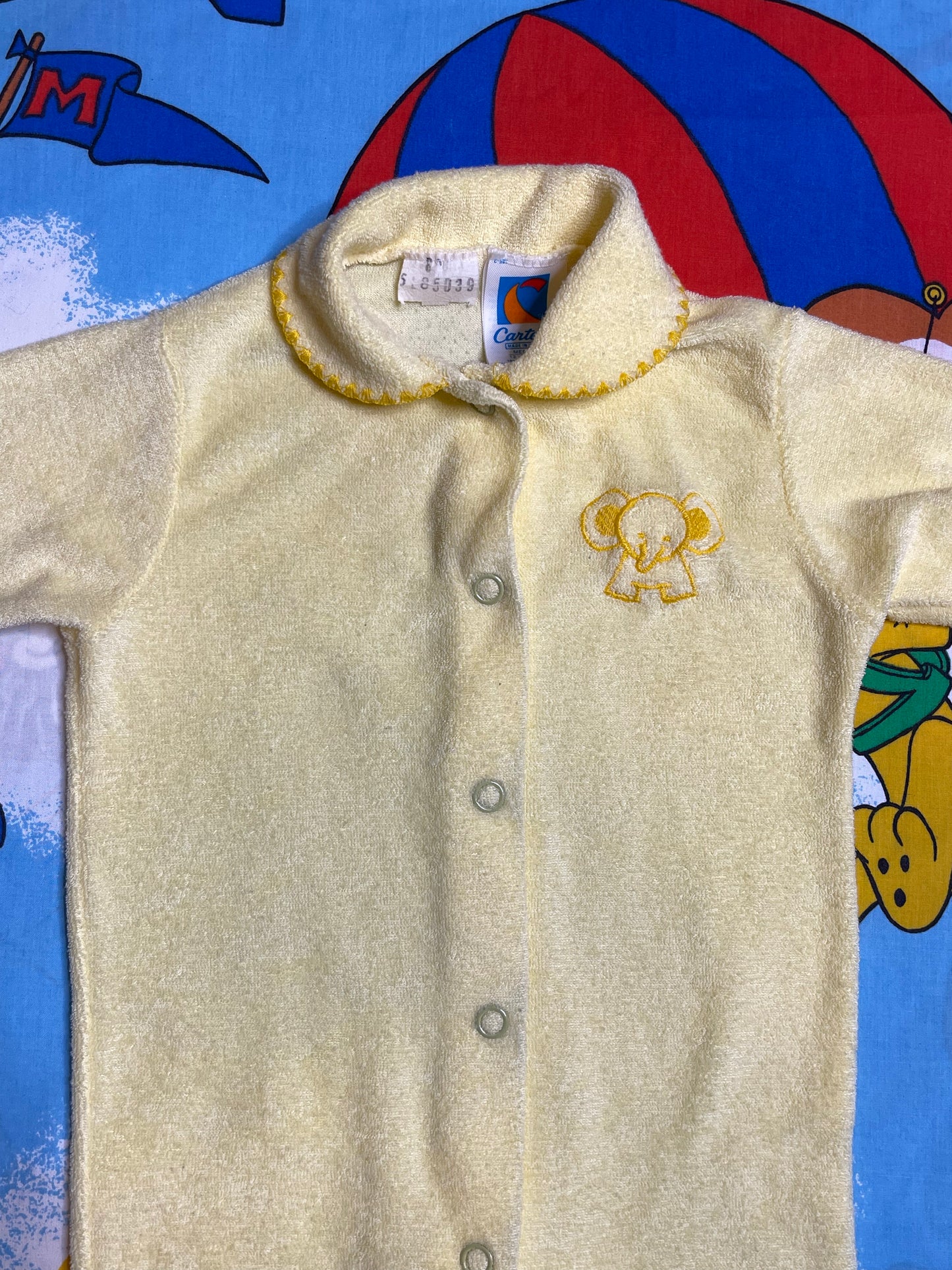 Vintage Charter's Yellow Terrycloth Elephant Onesie Sz M