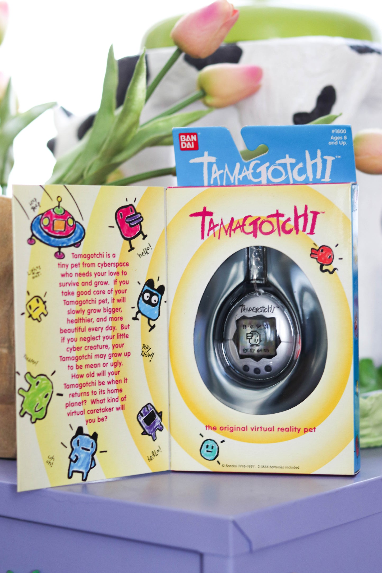 Vintage Deadstock 90s Silver Tamagotchi Keychain