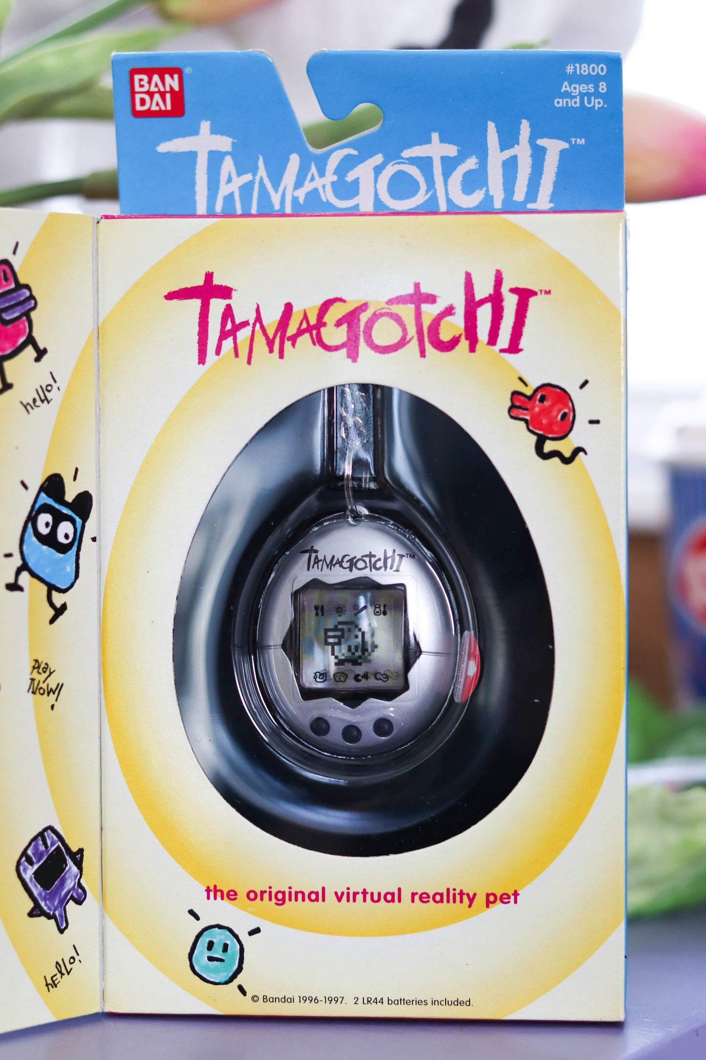 Vintage Deadstock 90s Silver Tamagotchi Keychain