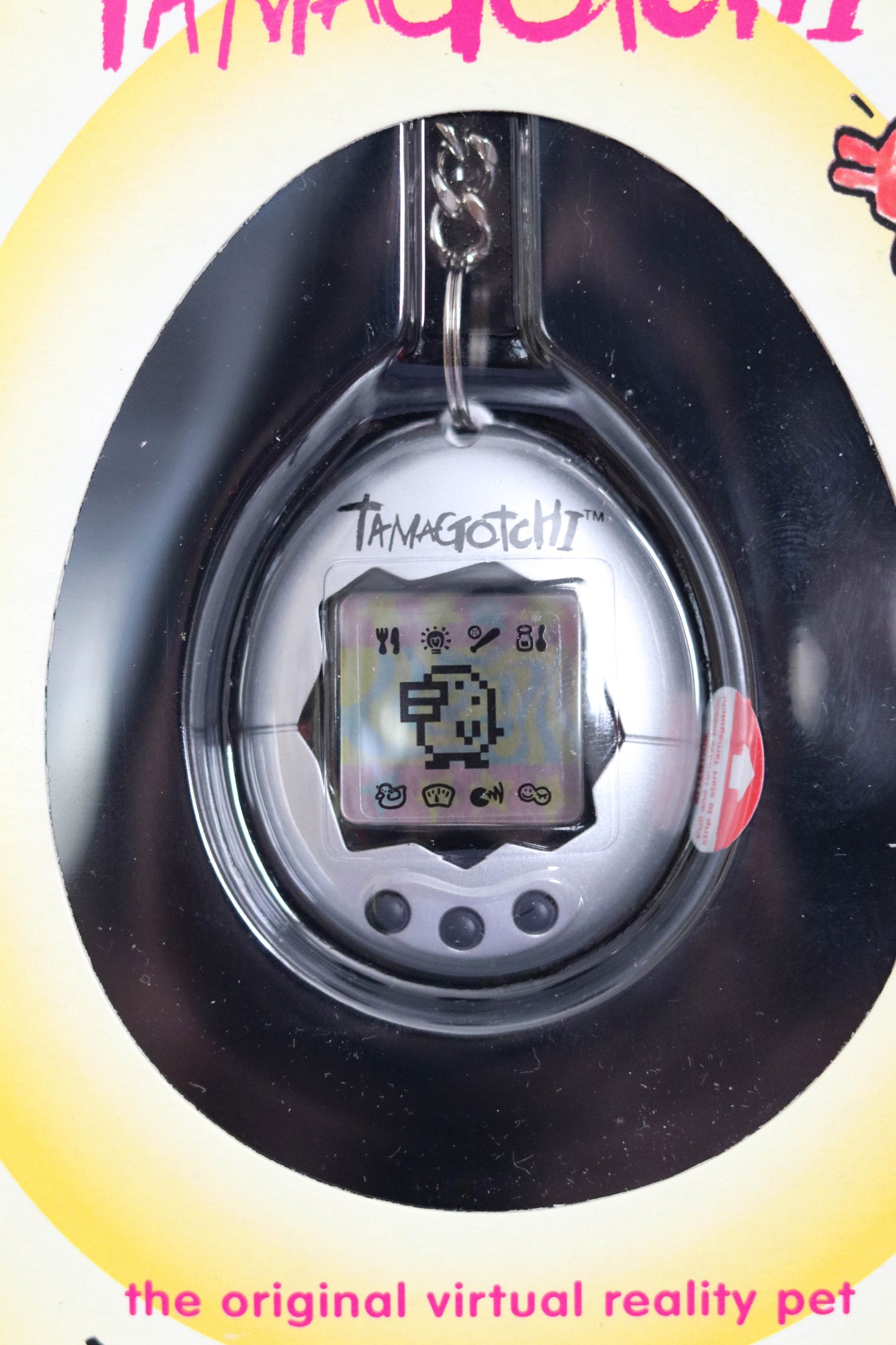 Vintage Deadstock 90s Silver Tamagotchi Keychain