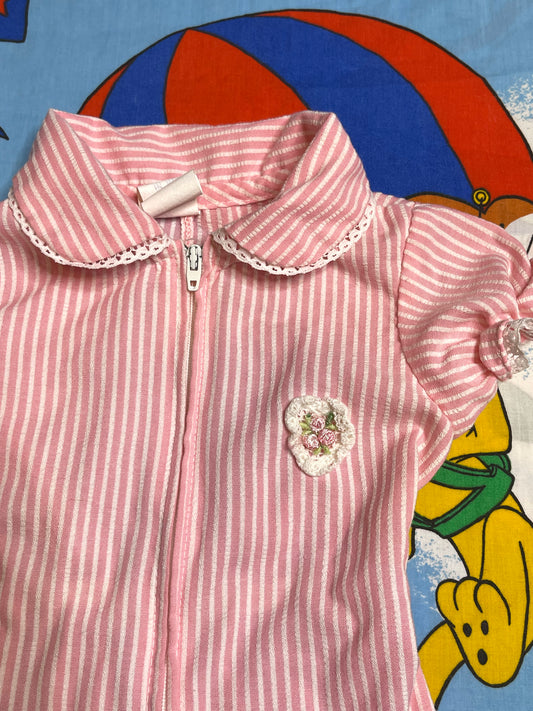 Vintage Pink Striped Romper Jumpsuit Sz 9M