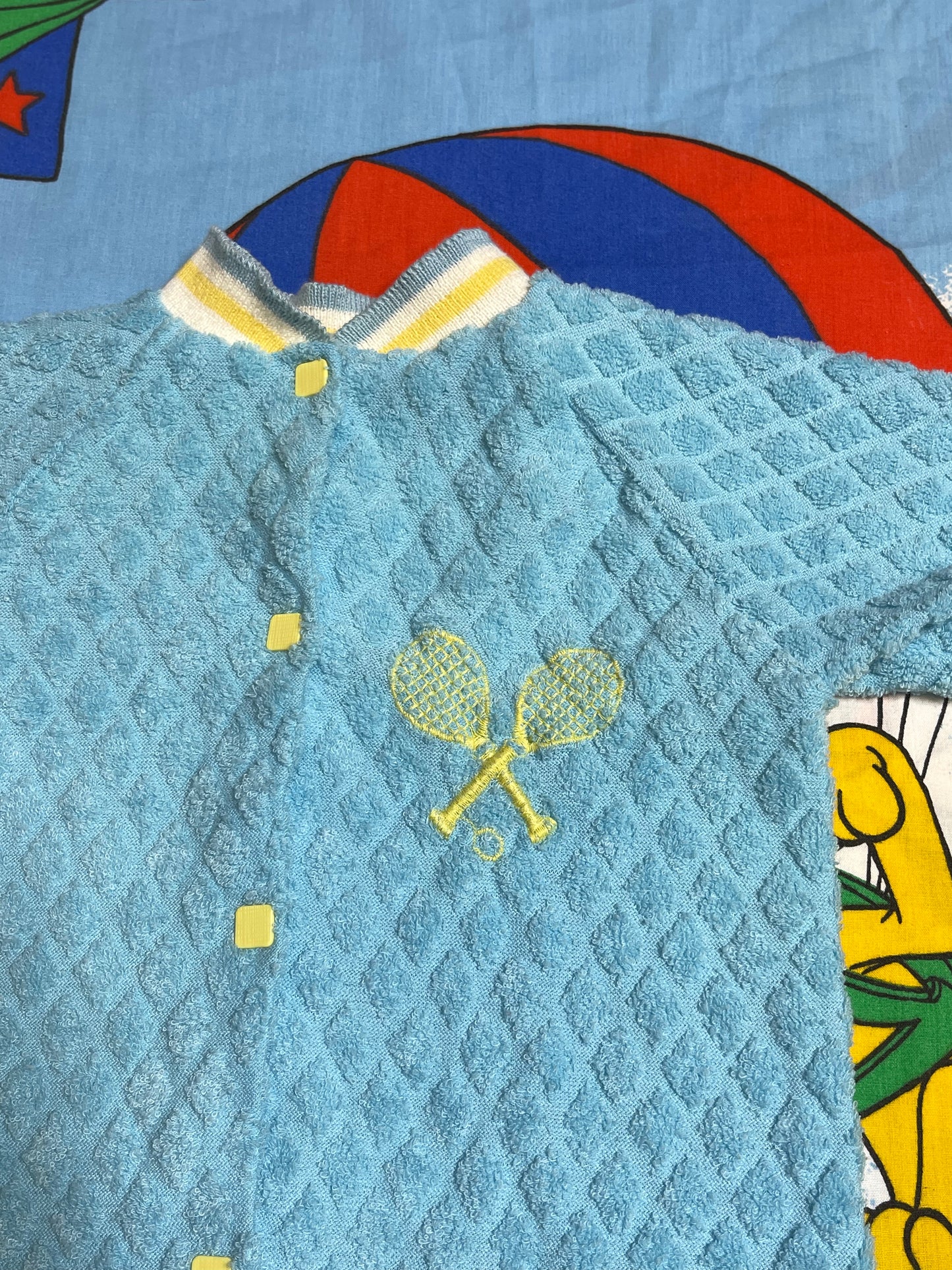 Vintage Sporty Blue Terrycloth Onesie Sz S