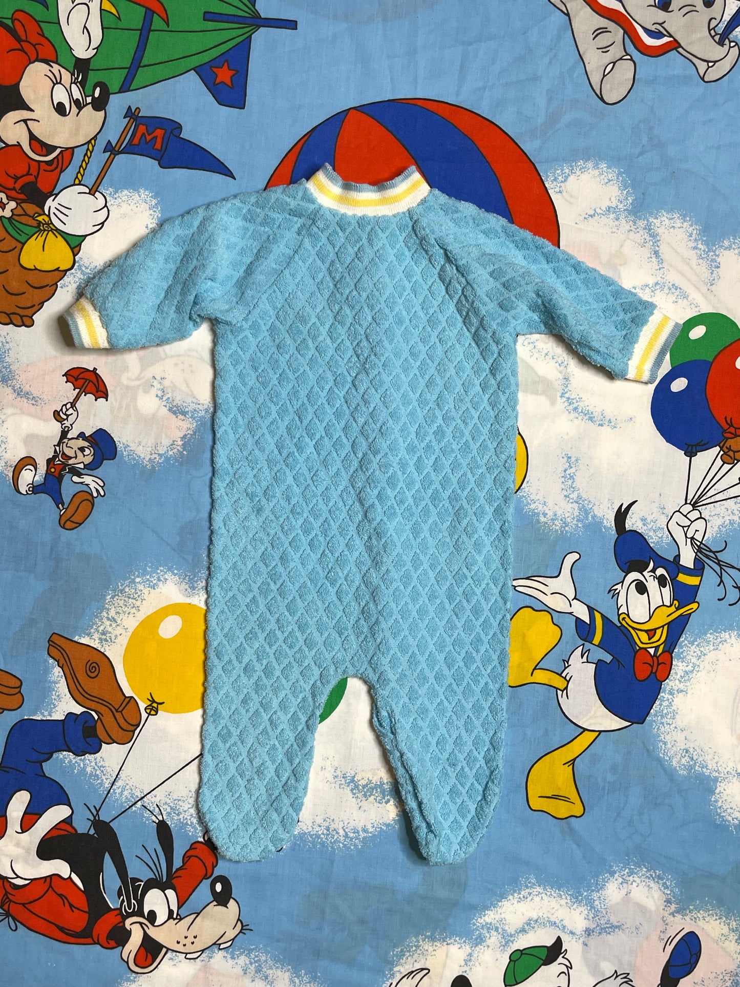 Vintage Sporty Blue Terrycloth Onesie Sz S