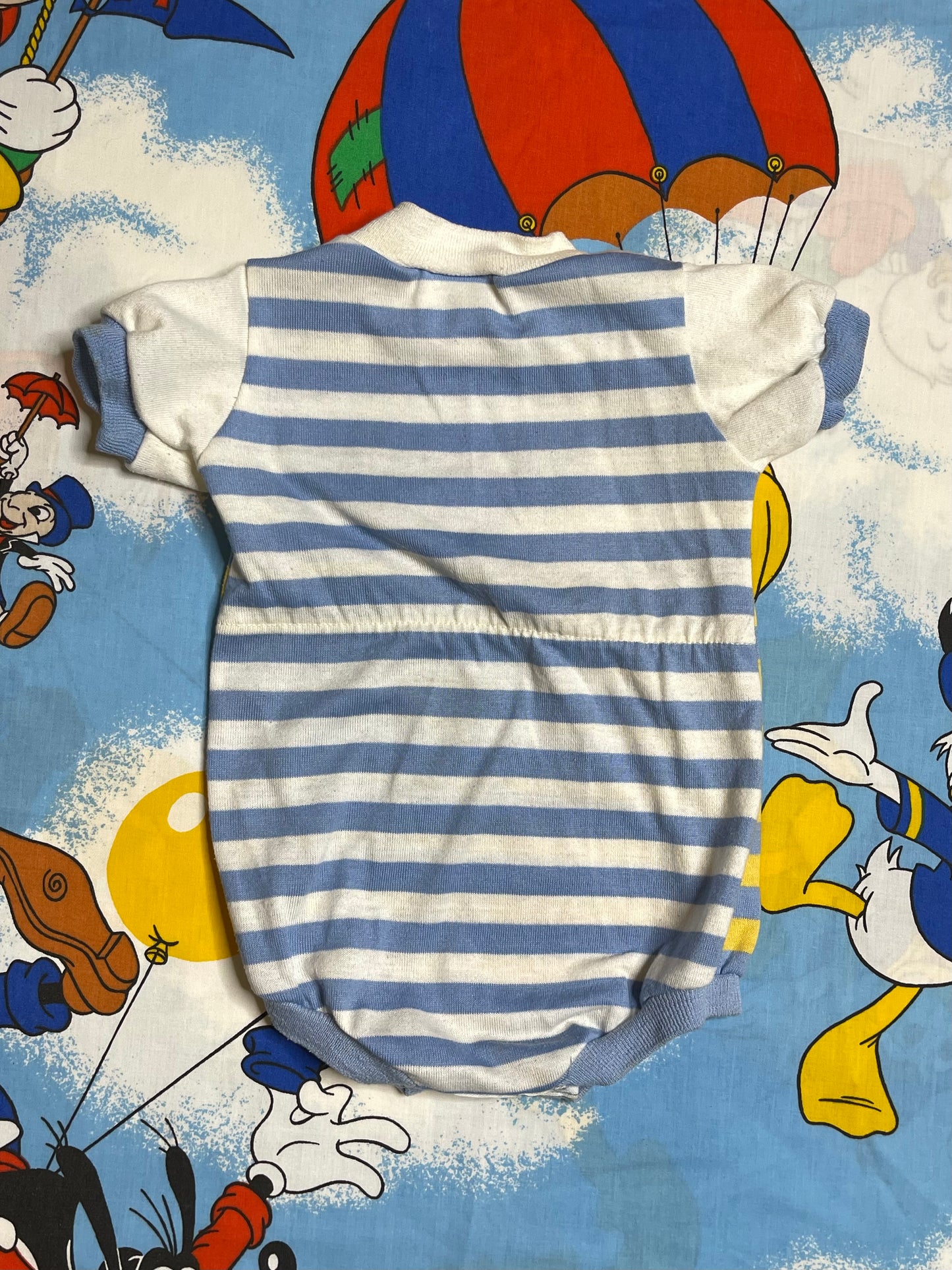 Vintage Striped Multi-Color Train Romper Sz 12M