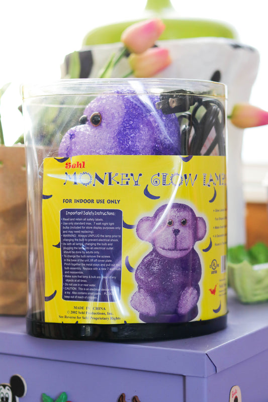 2000s Deadstock Purple Monkey Popcorn Glow Lamp