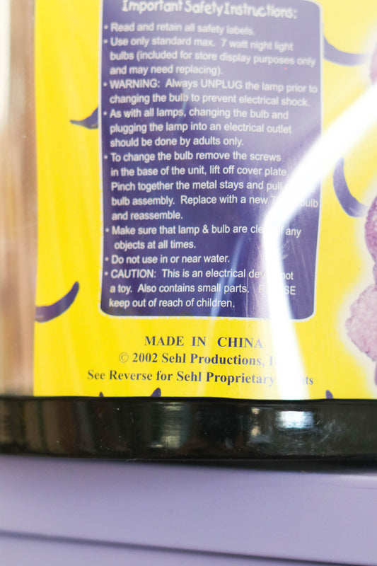 2000s Deadstock Purple Monkey Popcorn Glow Lamp