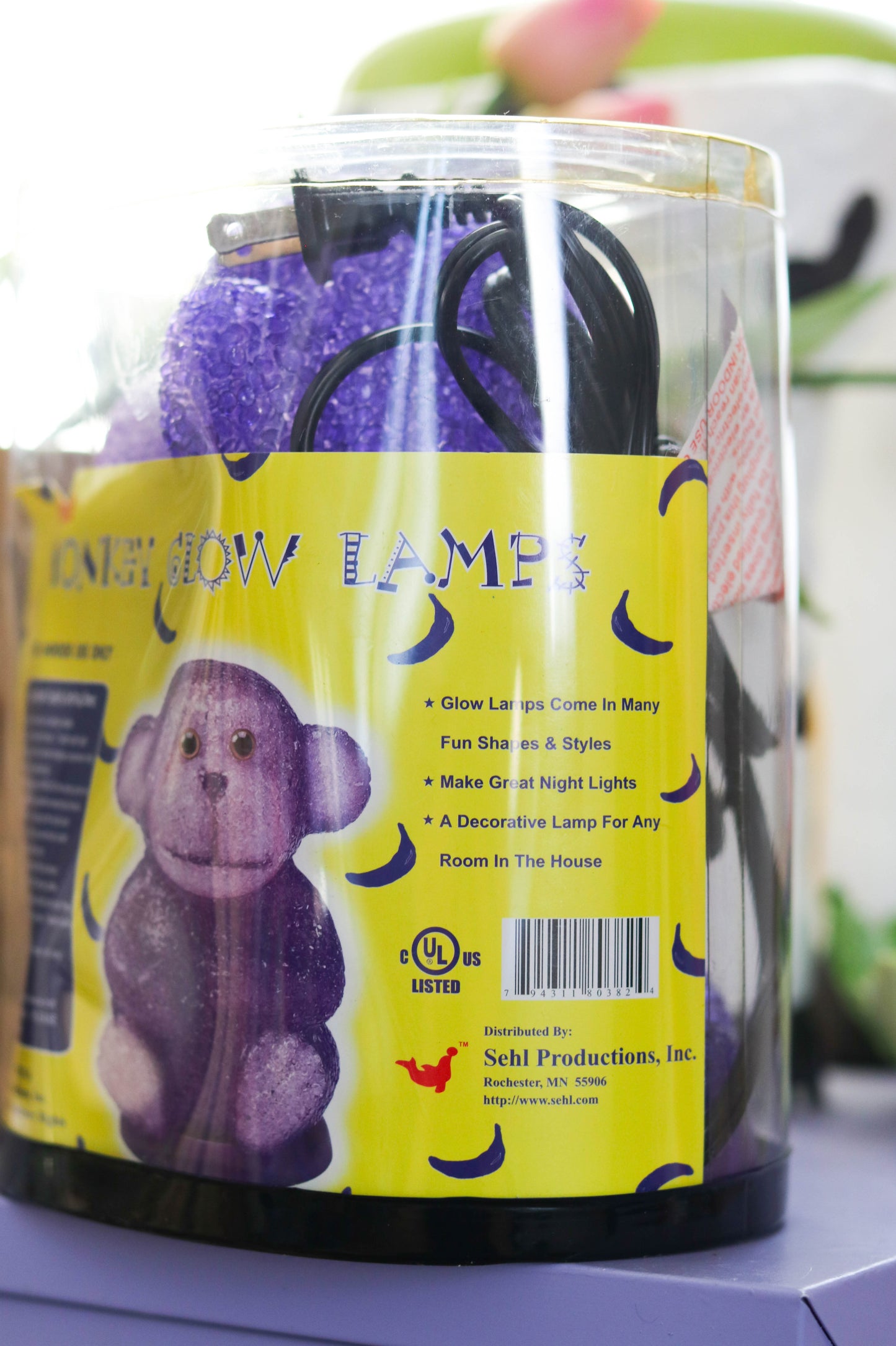 2000s Deadstock Purple Monkey Popcorn Glow Lamp