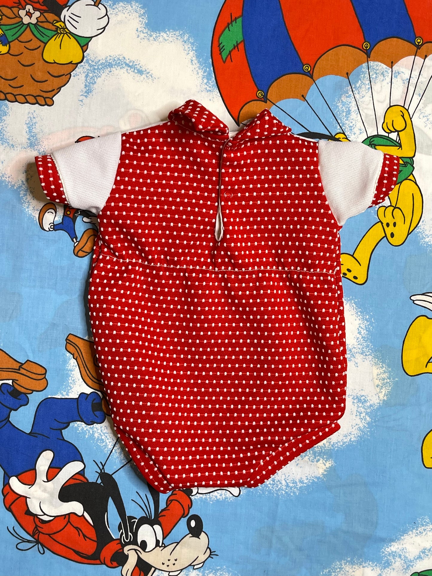 Vintage Red Polka Dot Bear Romper Sz 6M