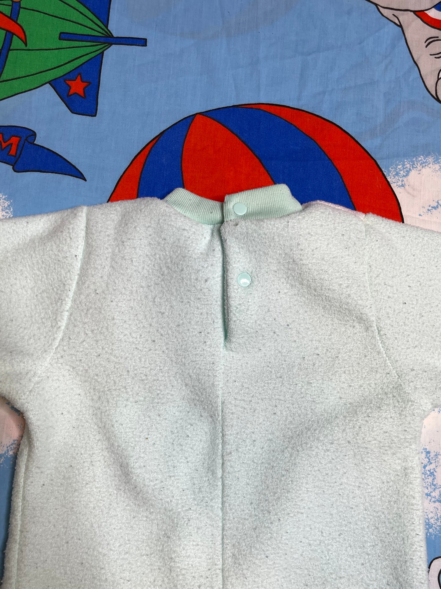 Vintage Pastel Multi-Color Fleece Toys Onesie Sz 6-9M