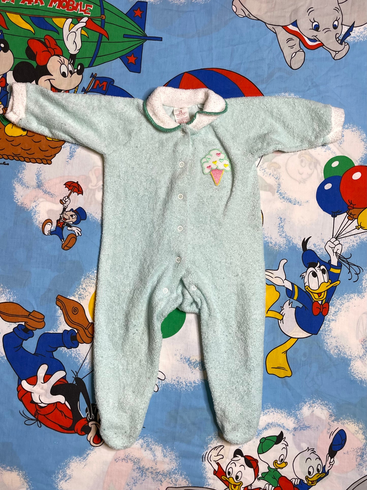 Vintage Pastel Ice Cream Terrycloth Onesie Sz 2B