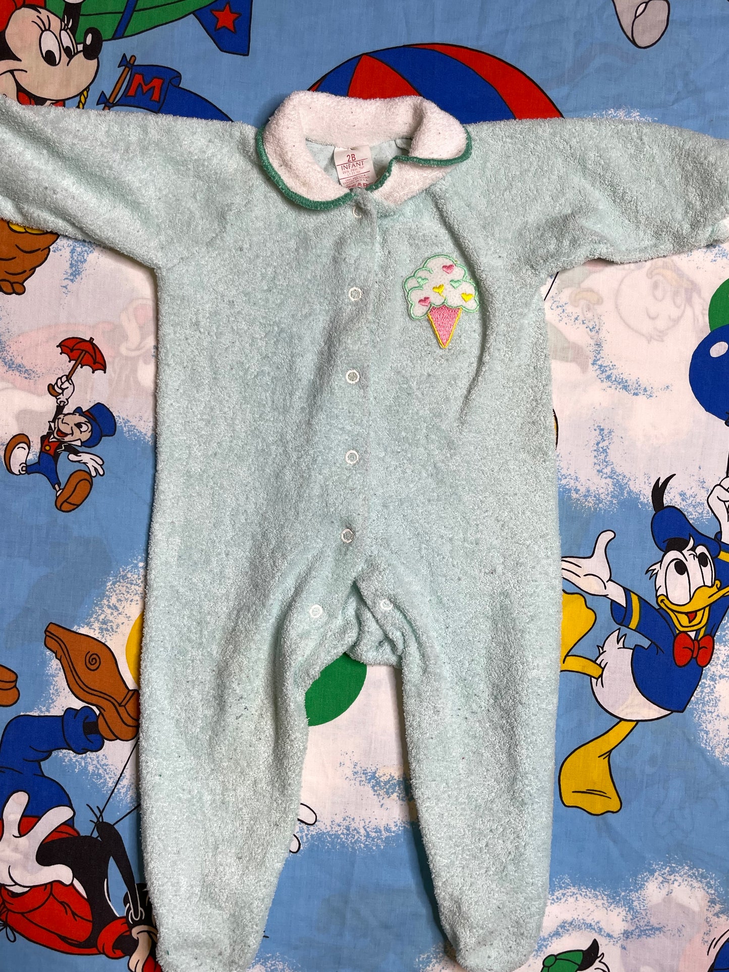 Vintage Pastel Ice Cream Terrycloth Onesie Sz 2B