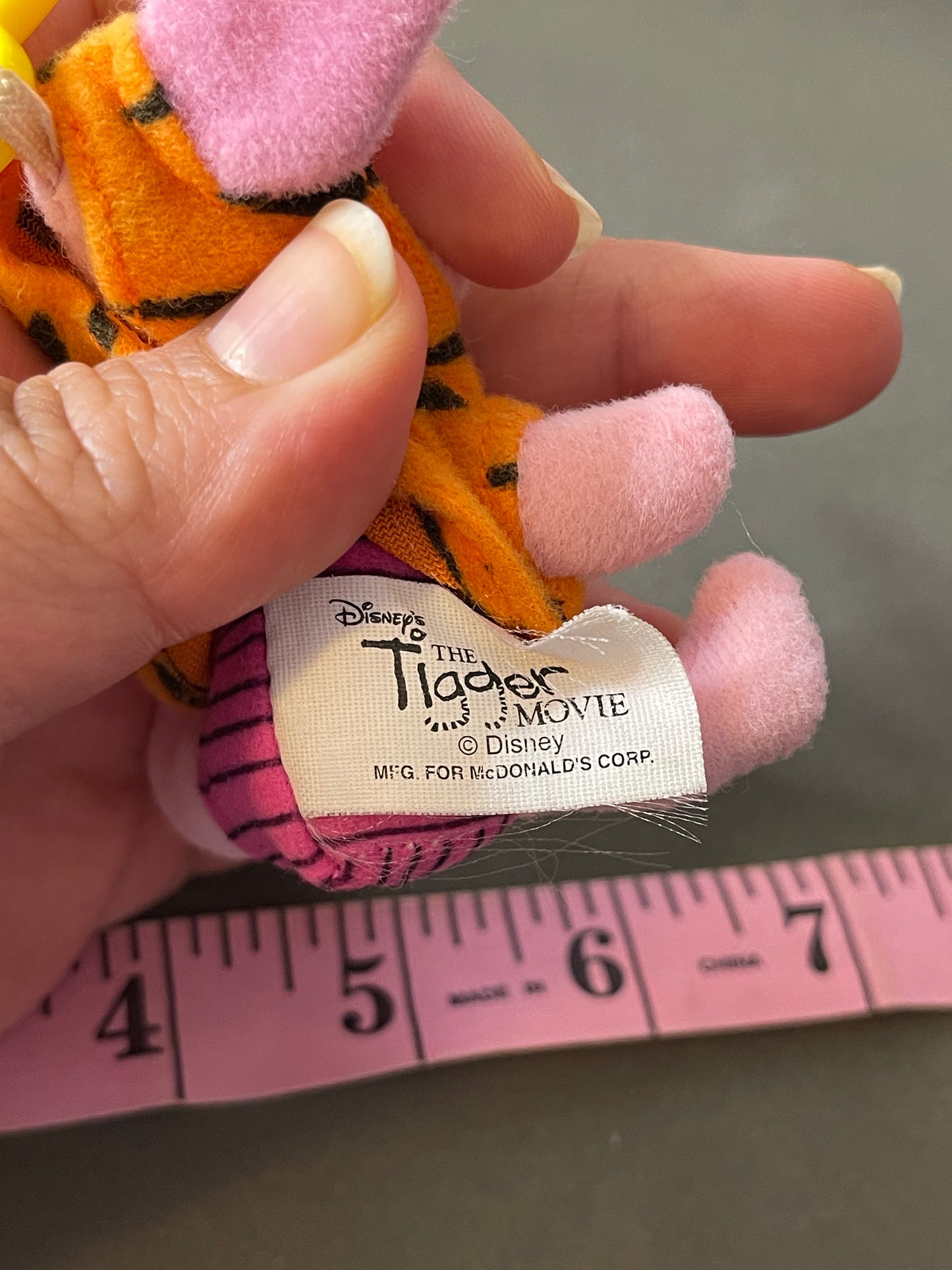 Vintage 2000s Piglet The Tigger Movie Plush Keychain