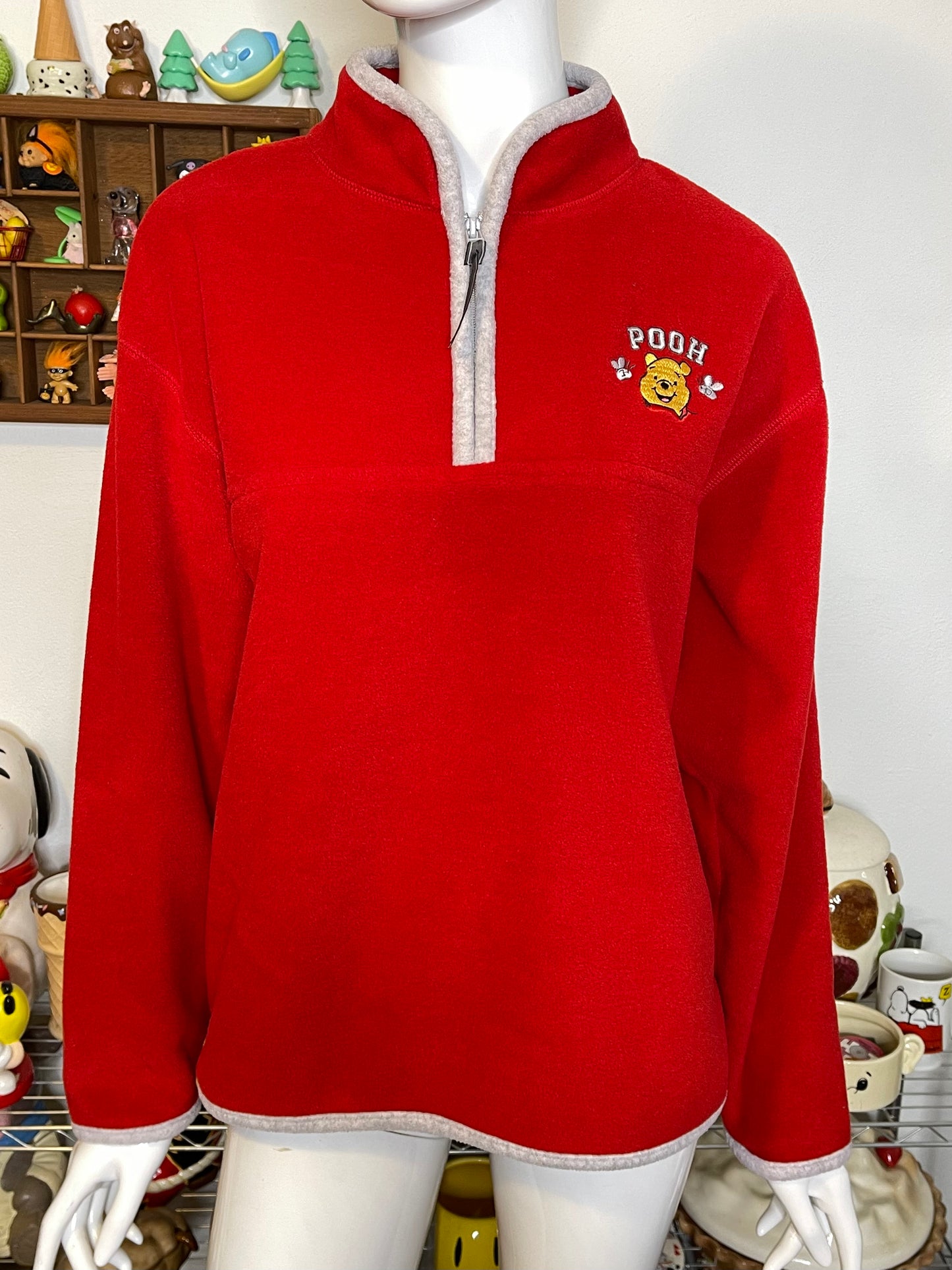Vintage Red Fleece Winnie The Pooh Pullover Oversized Sweater Sz S
