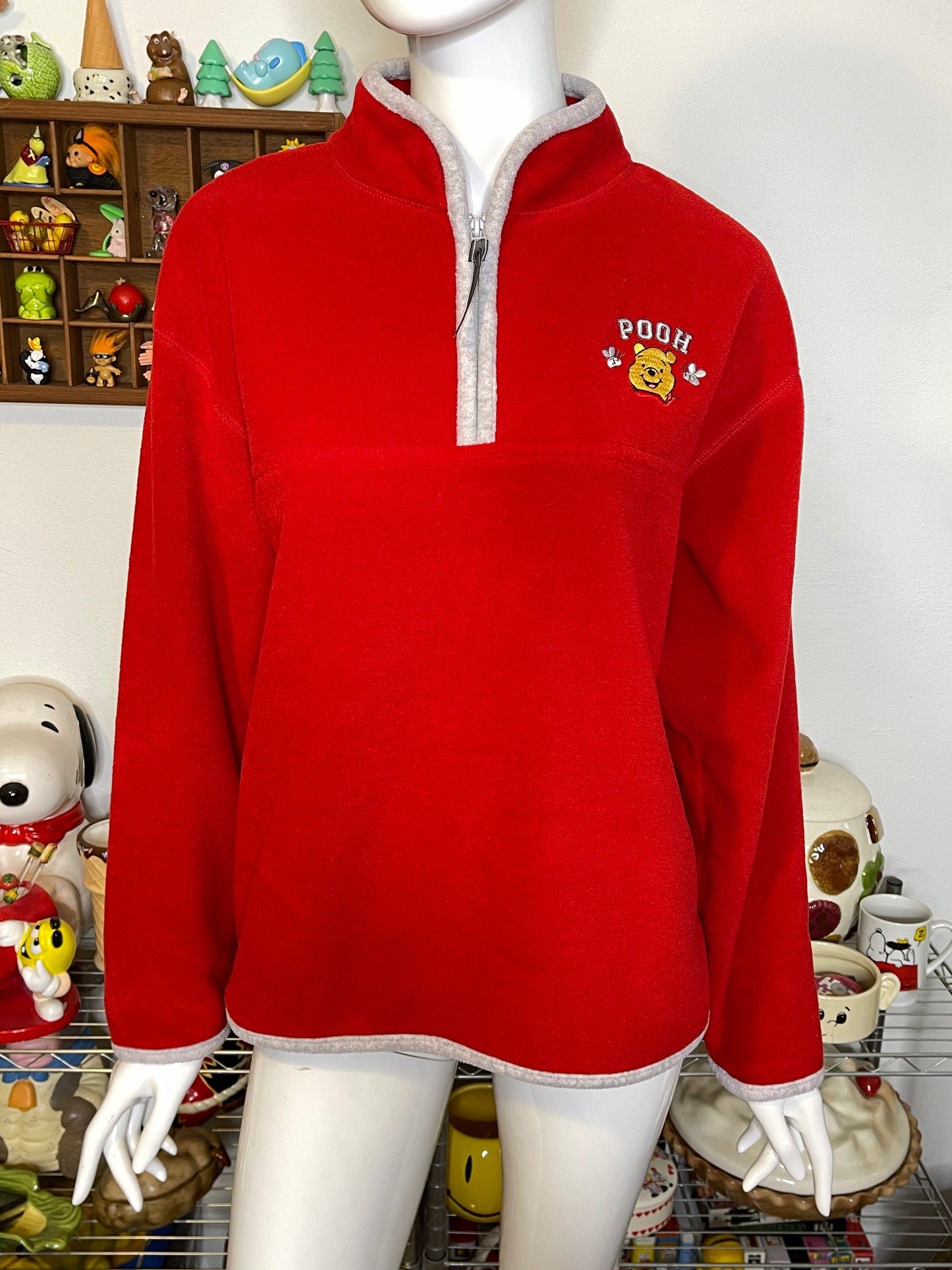 Vintage Red Fleece Winnie The Pooh Pullover Oversized Sweater Sz S