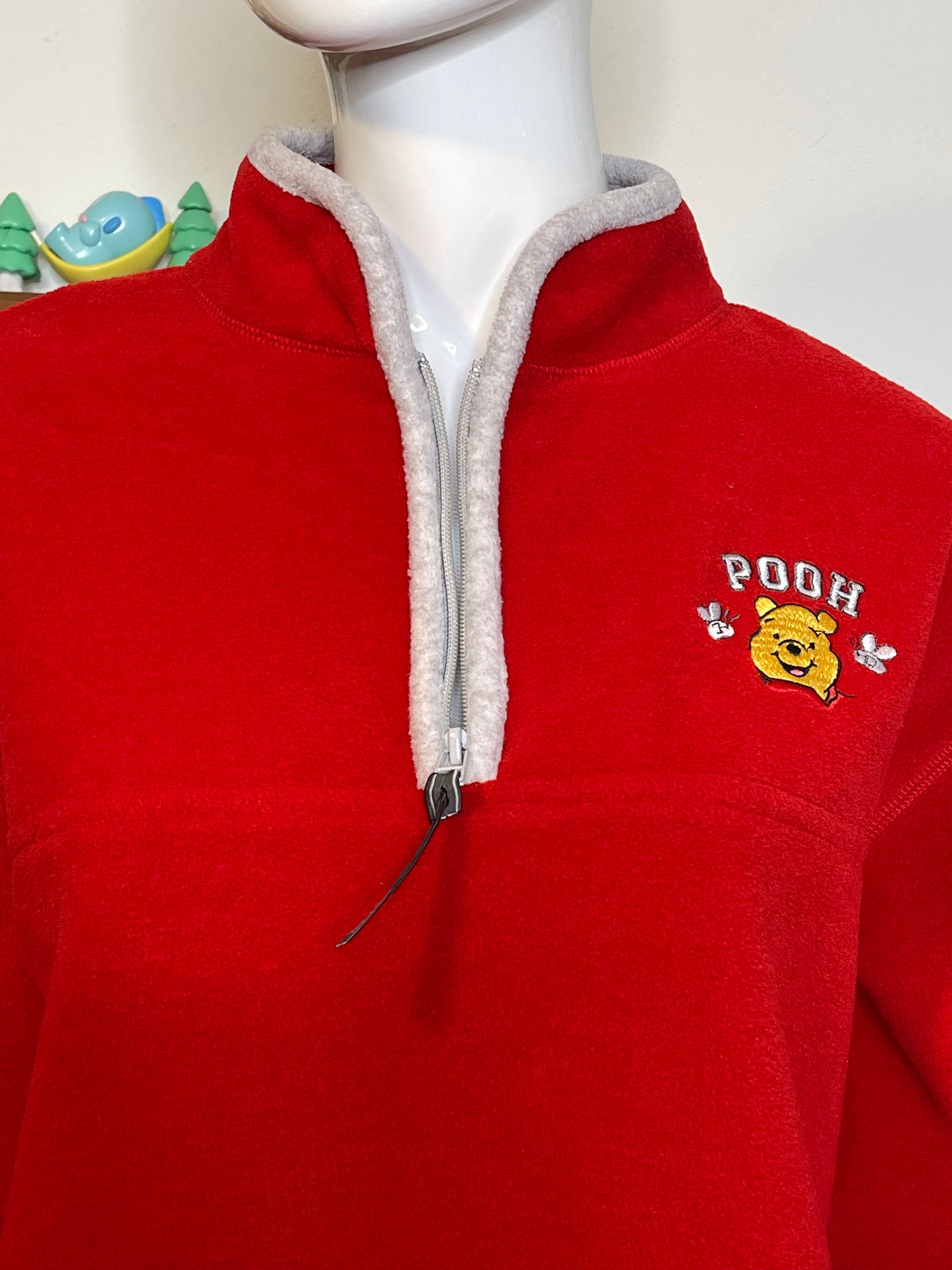 Vintage Red Fleece Winnie The Pooh Pullover Oversized Sweater Sz S