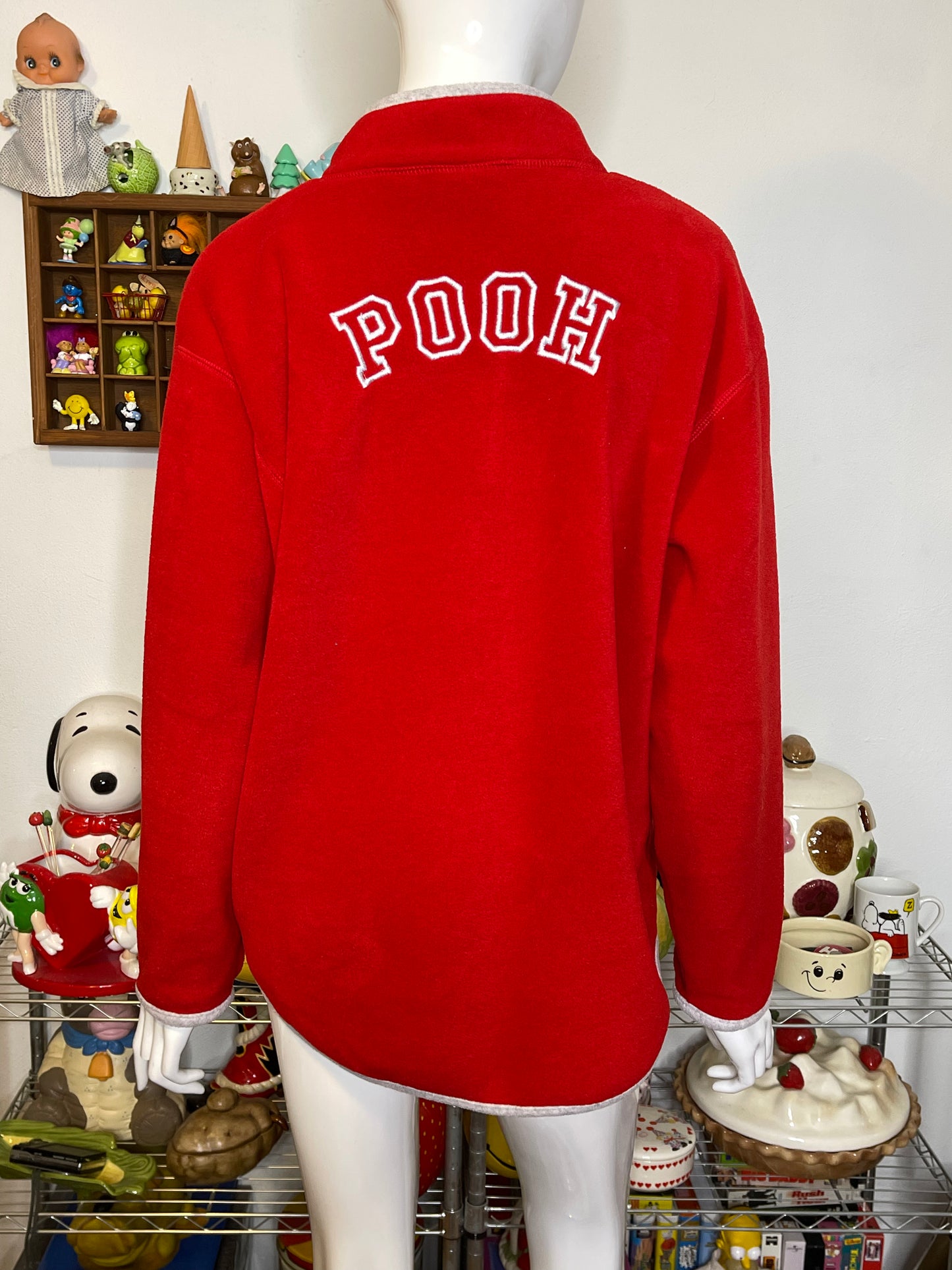 Vintage Red Fleece Winnie The Pooh Pullover Oversized Sweater Sz S
