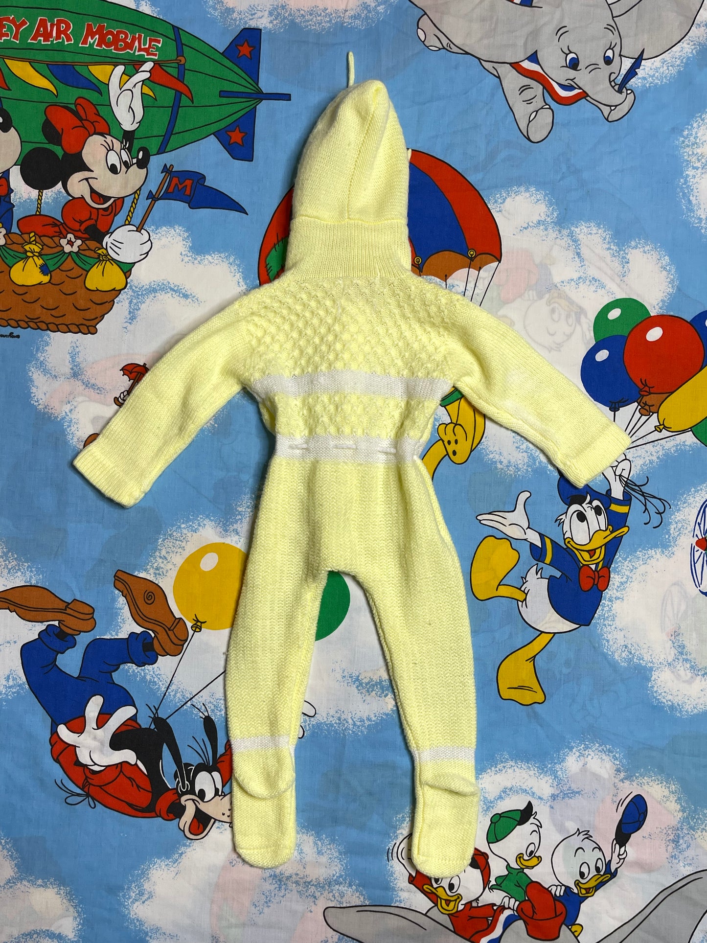 Vintage Spring Yellow Knit Baby Coveralls Sz S
