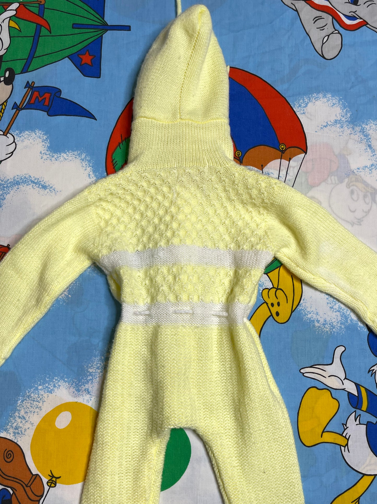 Vintage Spring Yellow Knit Baby Coveralls Sz S