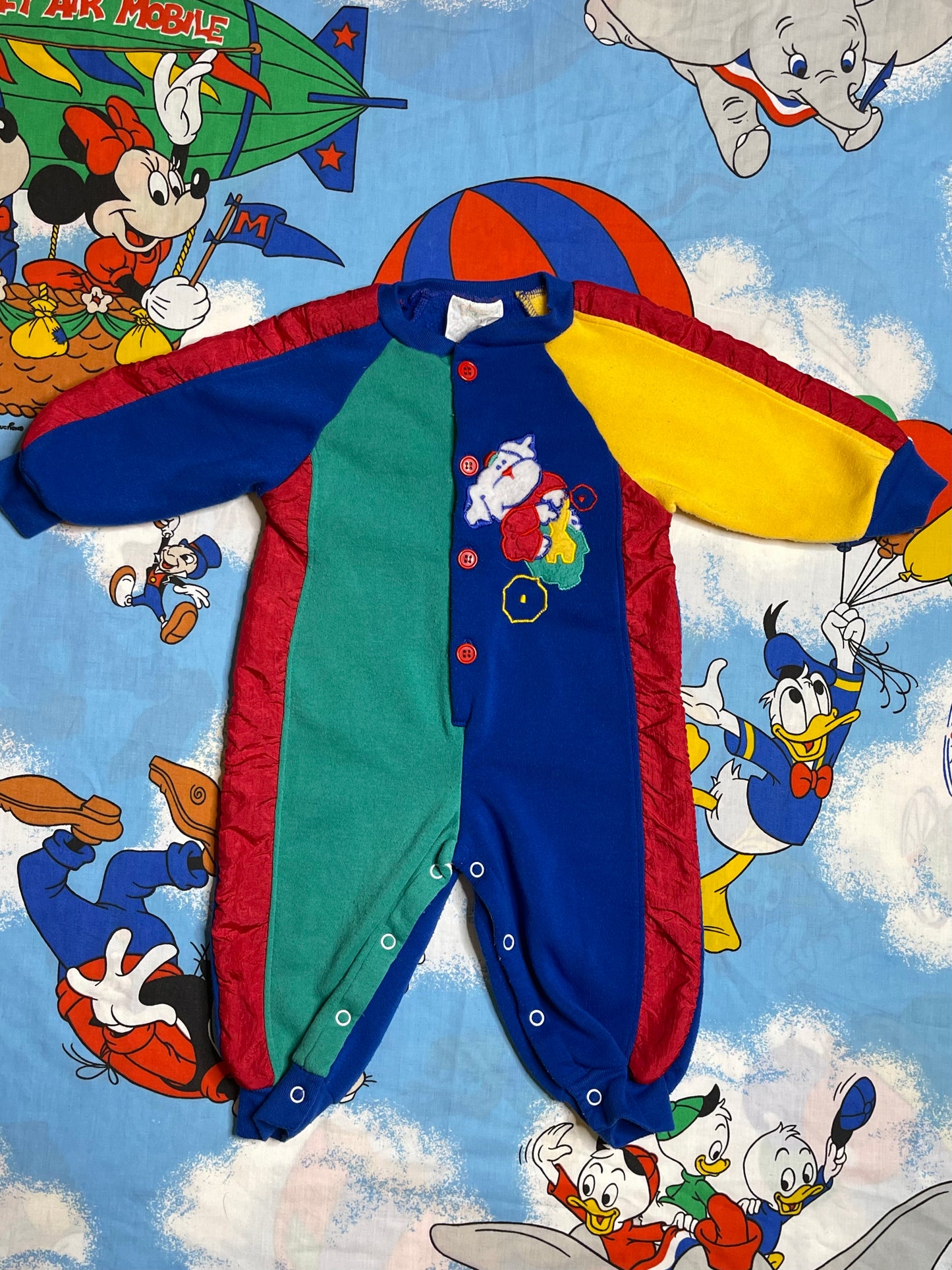 Vintage Colorful Multi-Color Patchwork Dog Baby / Toddler Onesie