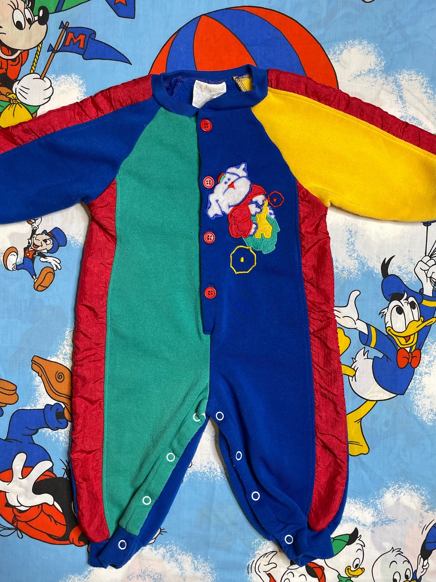 Vintage Colorful Multi-Color Patchwork Dog Baby / Toddler Onesie