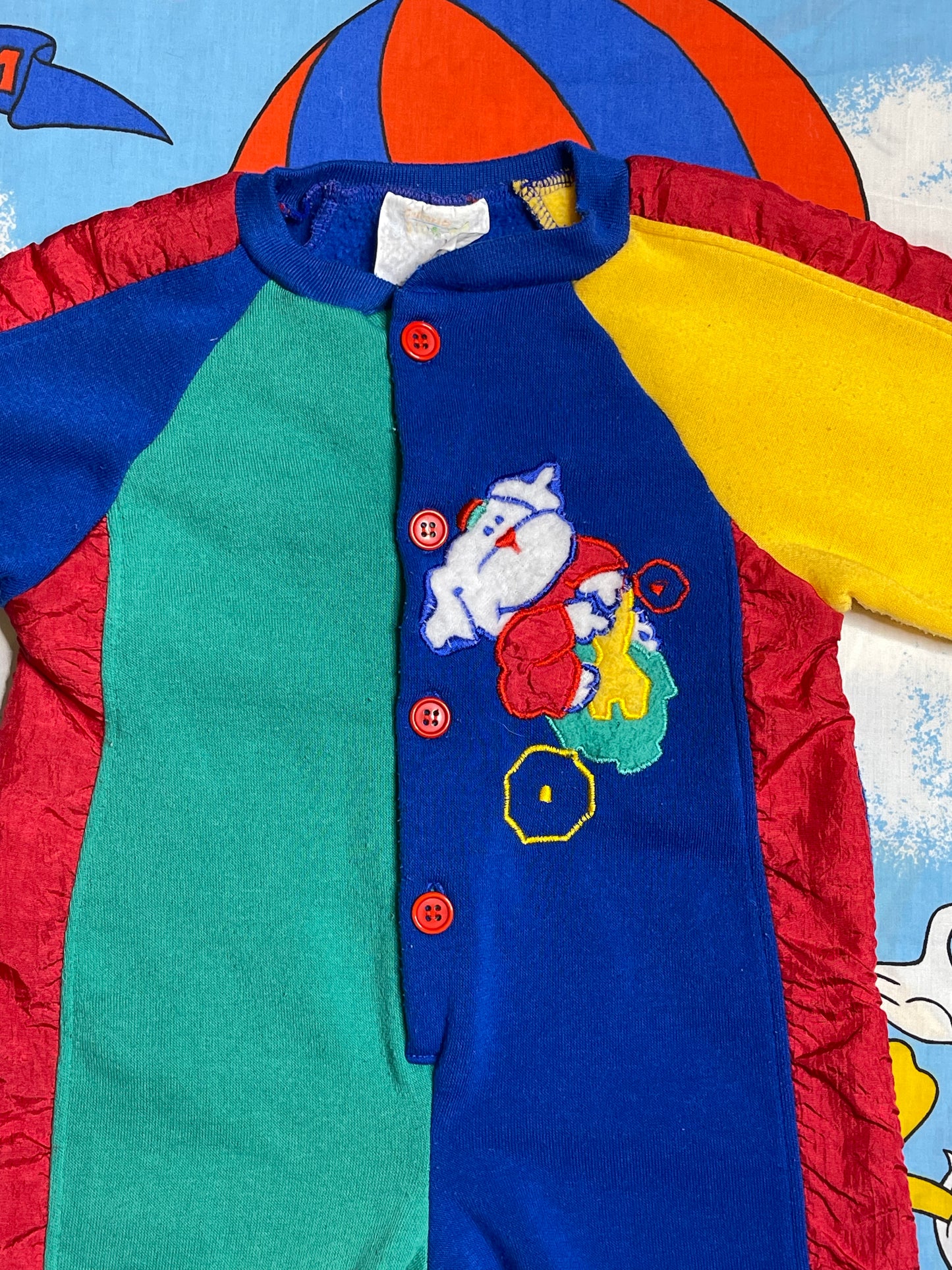 Vintage Colorful Multi-Color Patchwork Dog Baby / Toddler Onesie