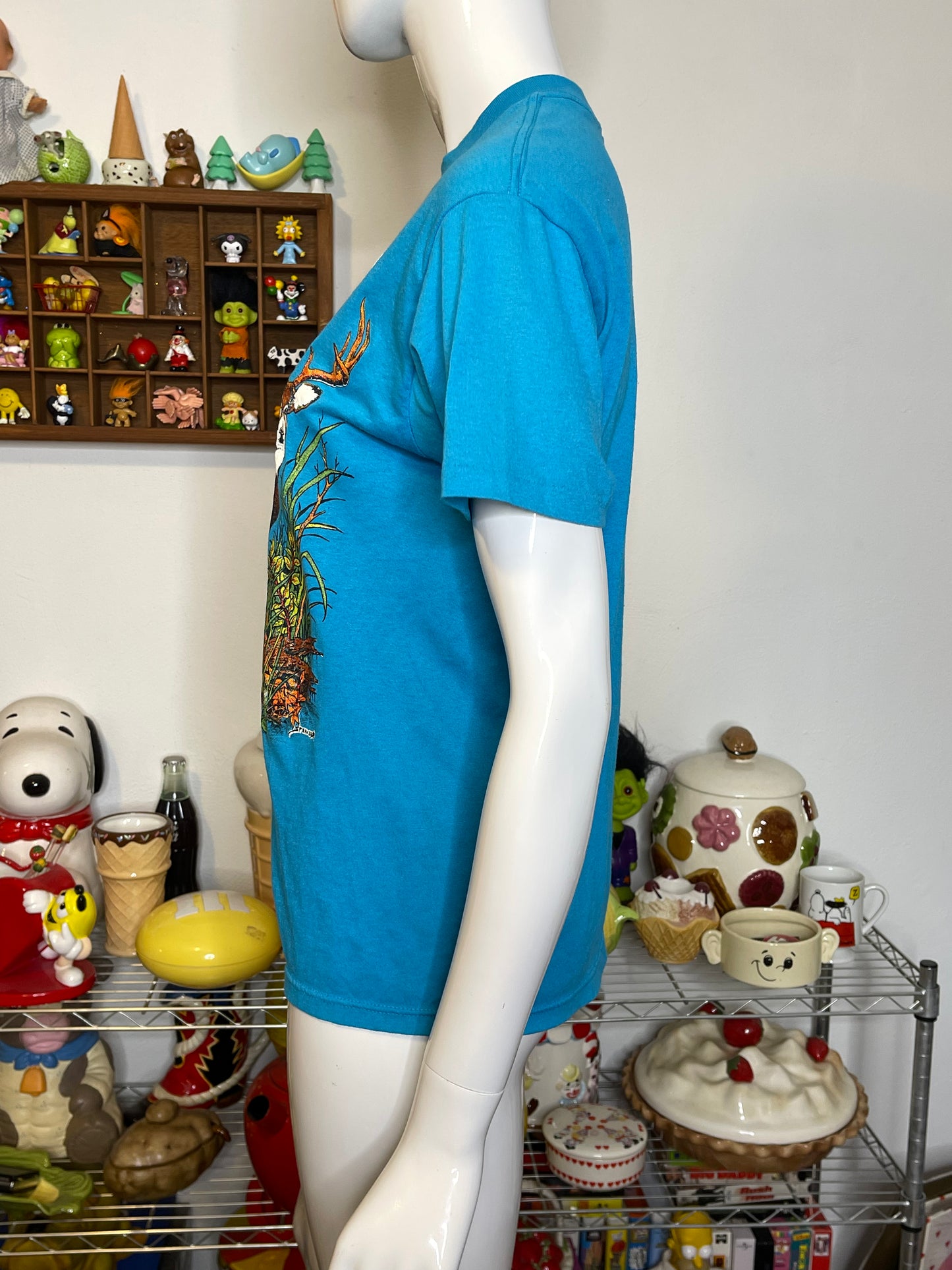 Vintage 80s Illinois Deer Blue Graphic Tee Sz S