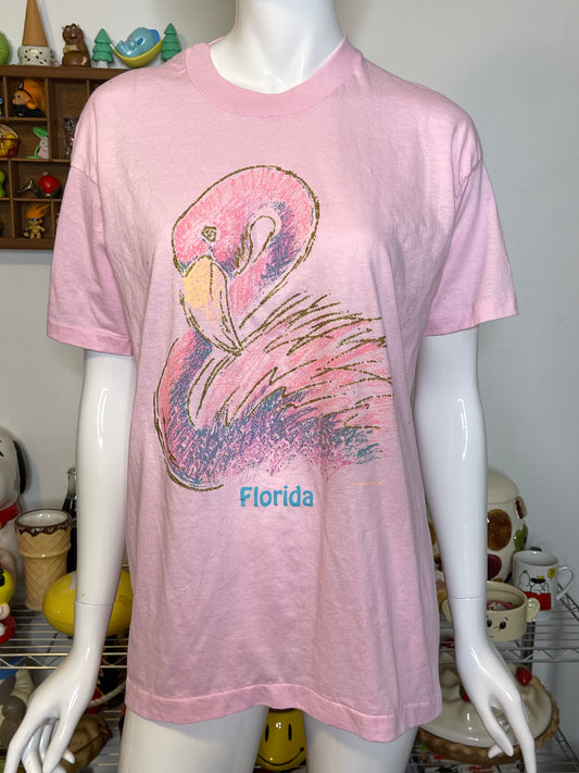 Vintage 90s Pink Florida Flamingo Tee Sz L