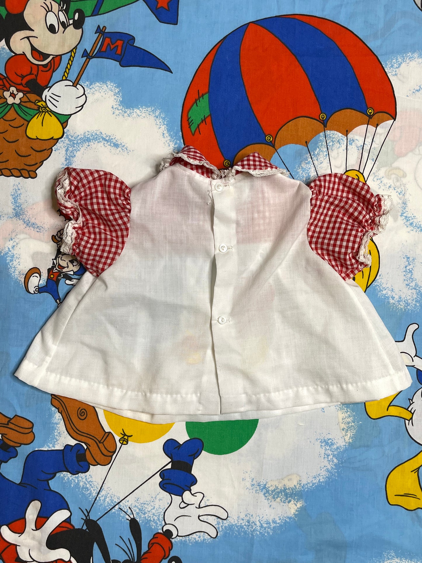 Vintage Big Bird Red Gingham Baby Dress + Bloomers 2pc Set Sz 12M