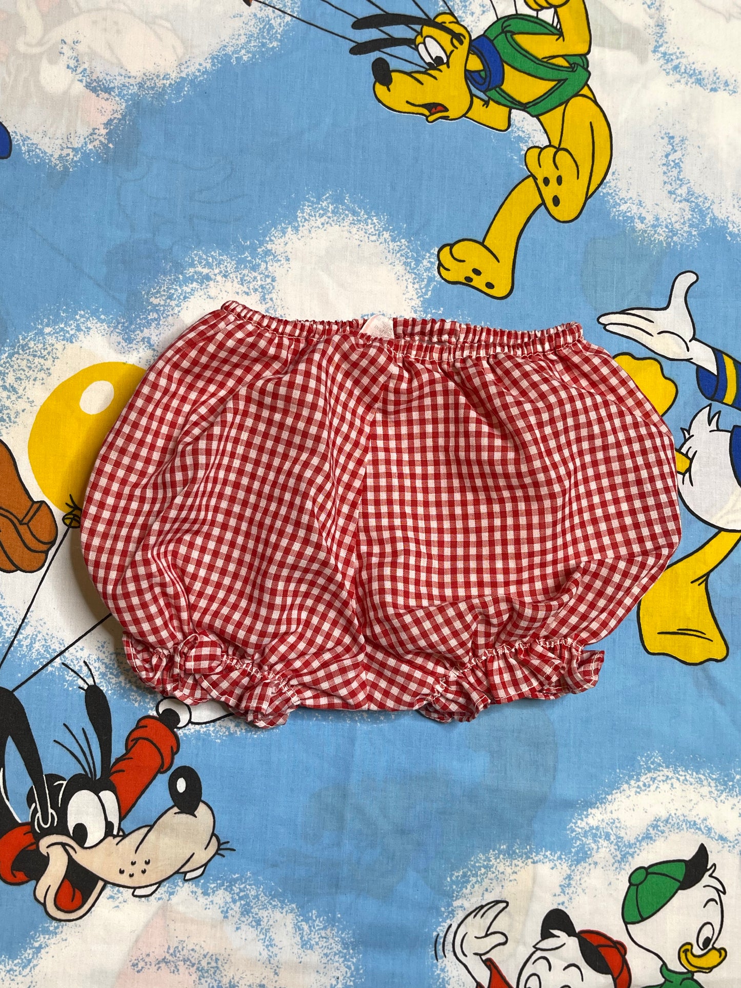 Vintage Big Bird Red Gingham Baby Dress + Bloomers 2pc Set Sz 12M