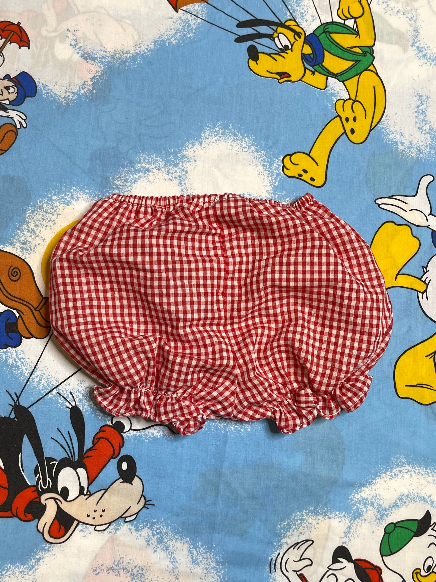 Vintage Big Bird Red Gingham Baby Dress + Bloomers 2pc Set Sz 12M