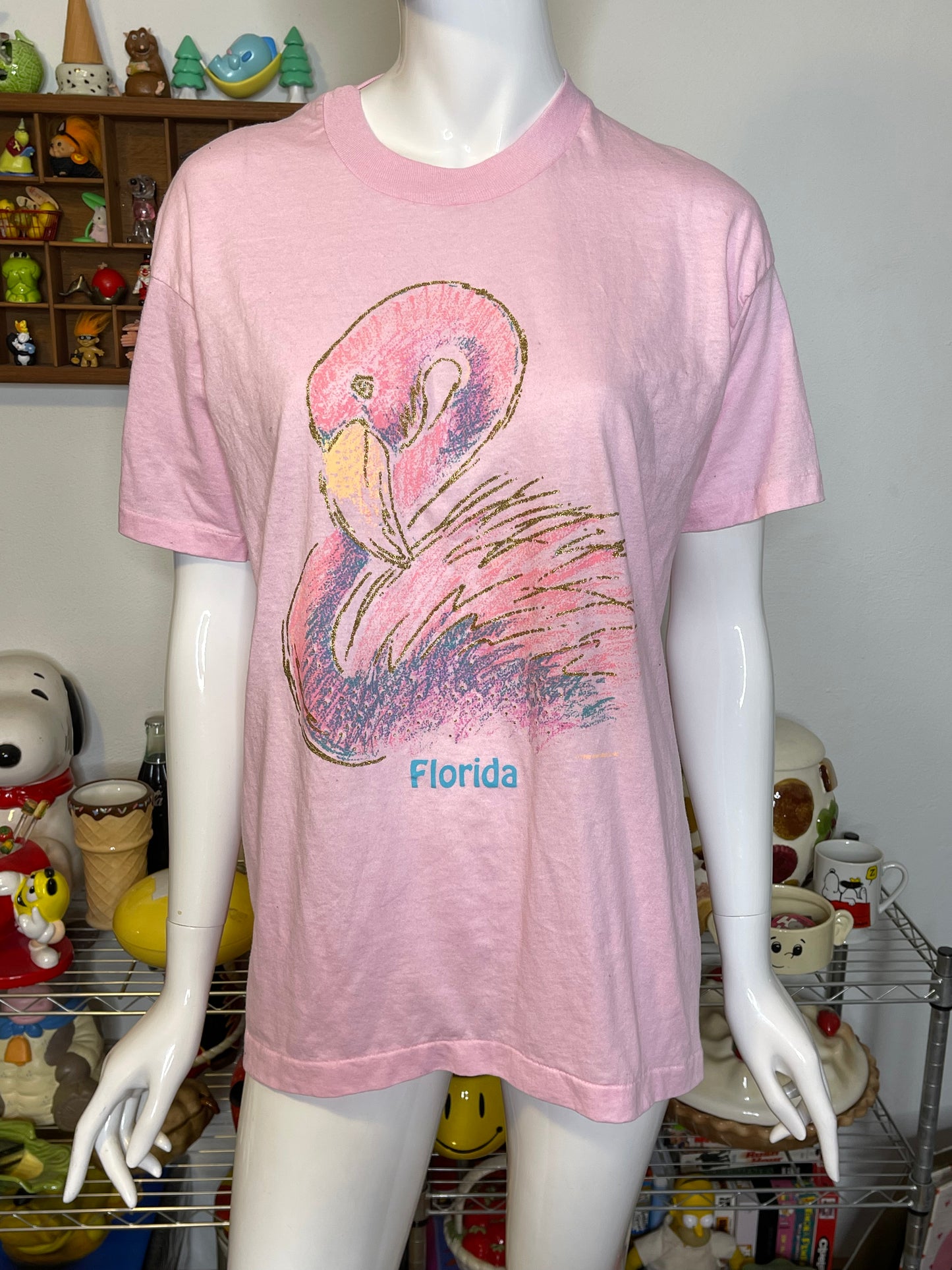 Vintage 90s Pink Florida Flamingo Tee Sz L