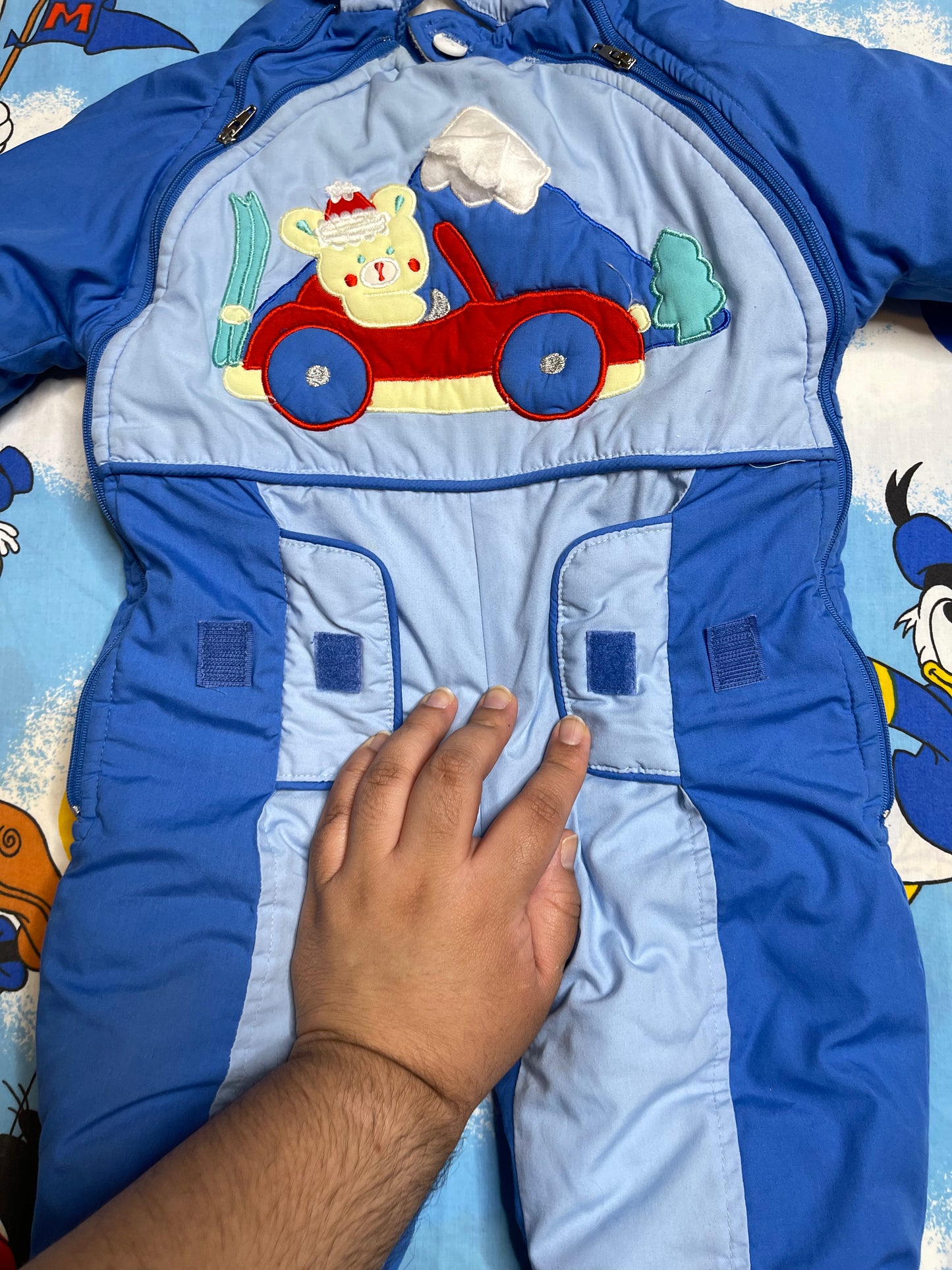 Vintage Colorful Blue Bear One Piece Snowsuit Sz 12M