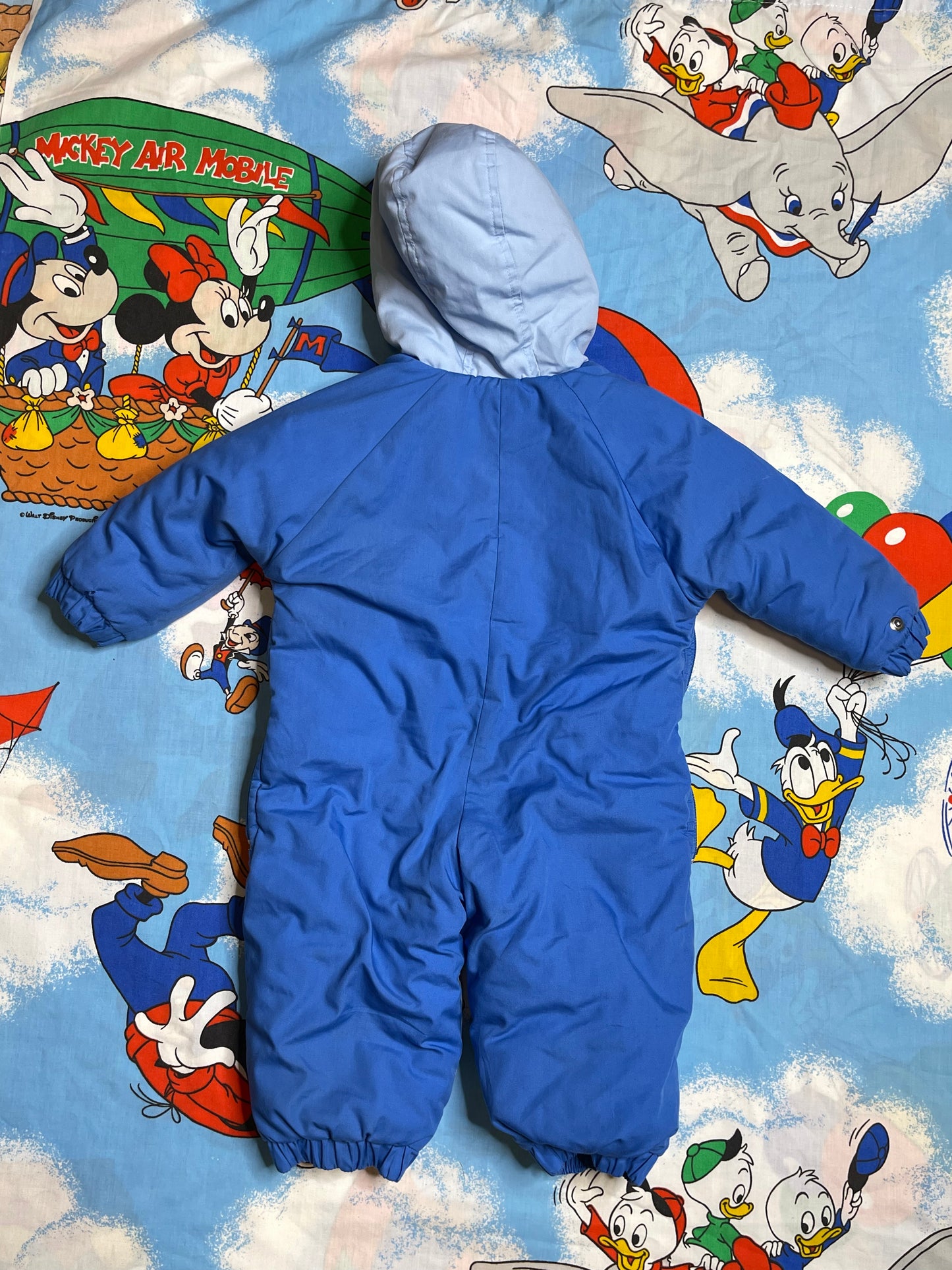 Vintage Colorful Blue Bear One Piece Snowsuit Sz 12M