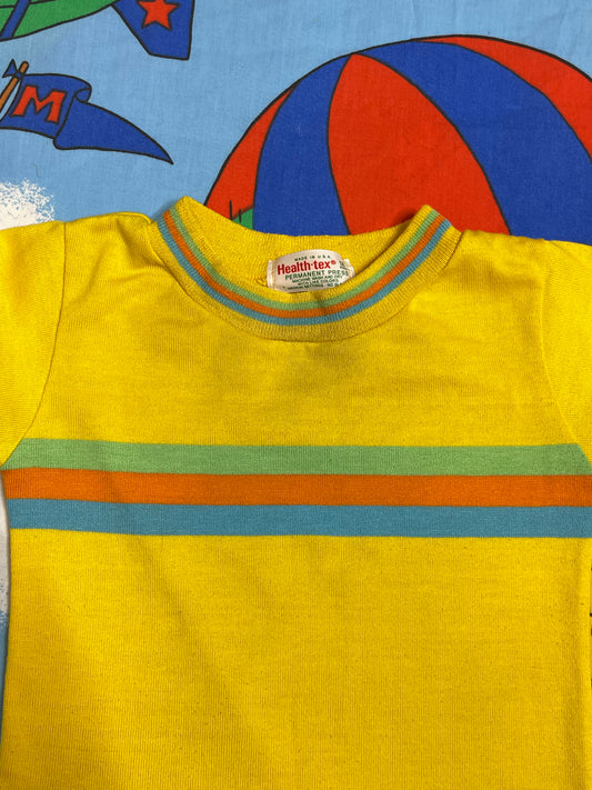 Vintage Yellow Striped Multi-Color Ringer Tee Sz 18M