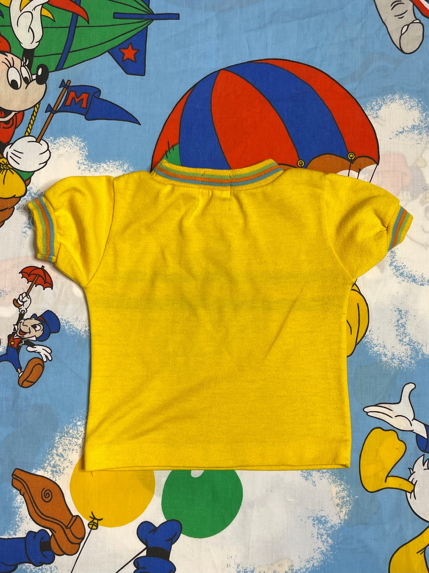 Vintage Yellow Striped Multi-Color Ringer Tee Sz 18M