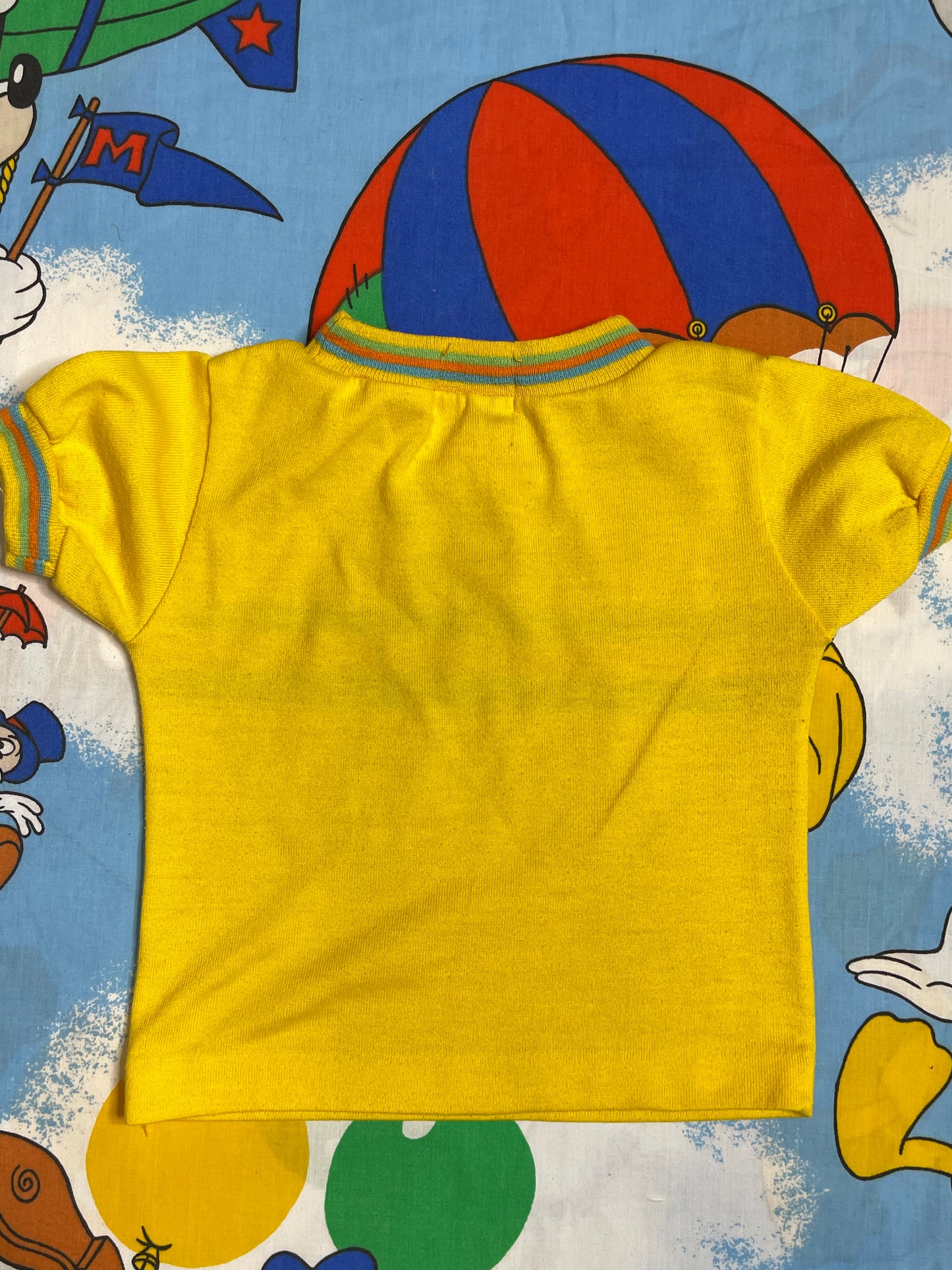 Vintage Yellow Striped Multi-Color Ringer Tee Sz 18M