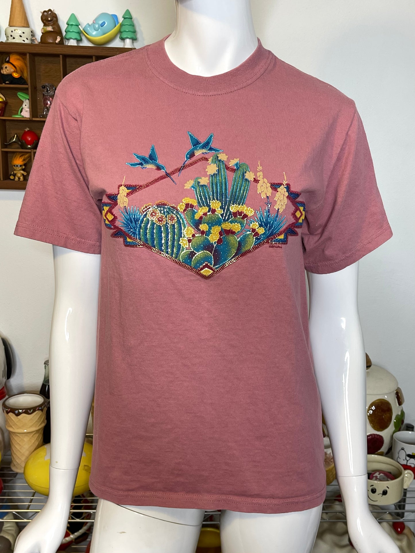 2000s Hummingbird Cactus Tee Sz S