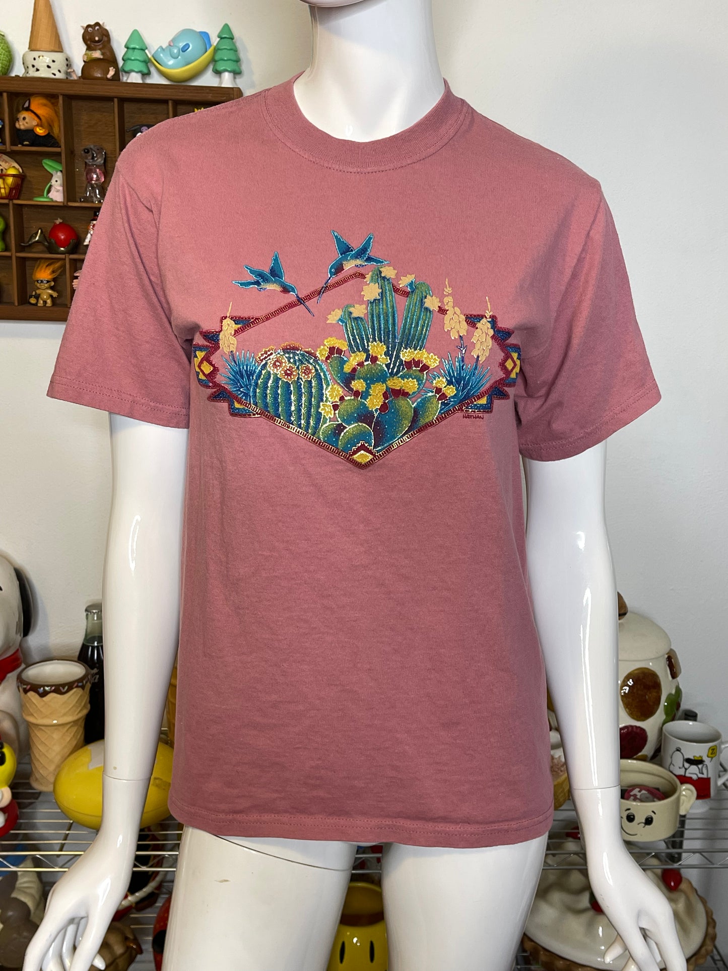 2000s Hummingbird Cactus Tee Sz S