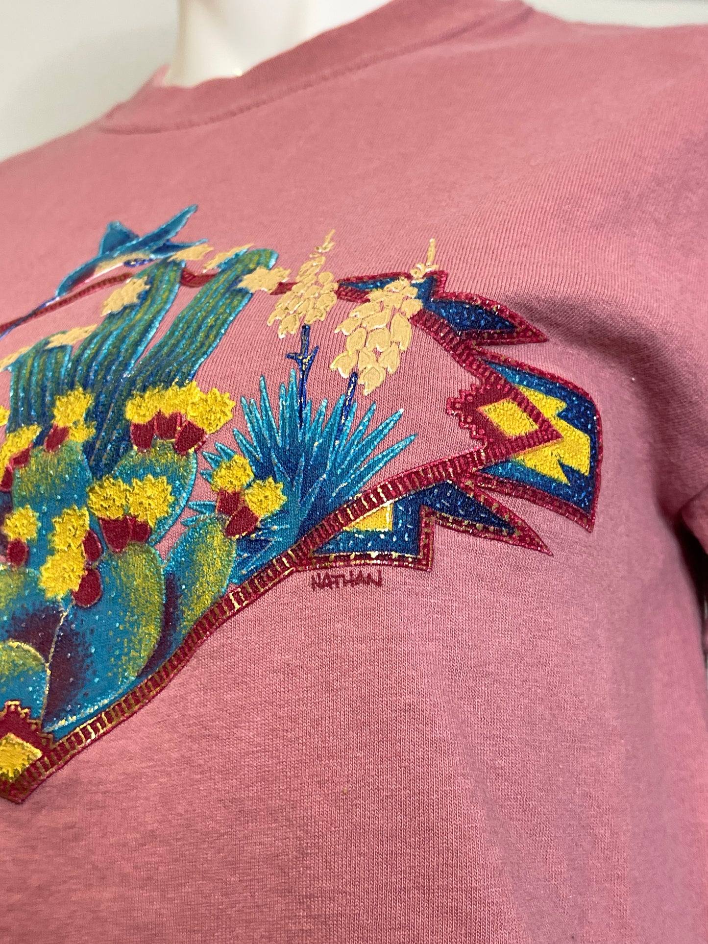2000s Hummingbird Cactus Tee Sz S