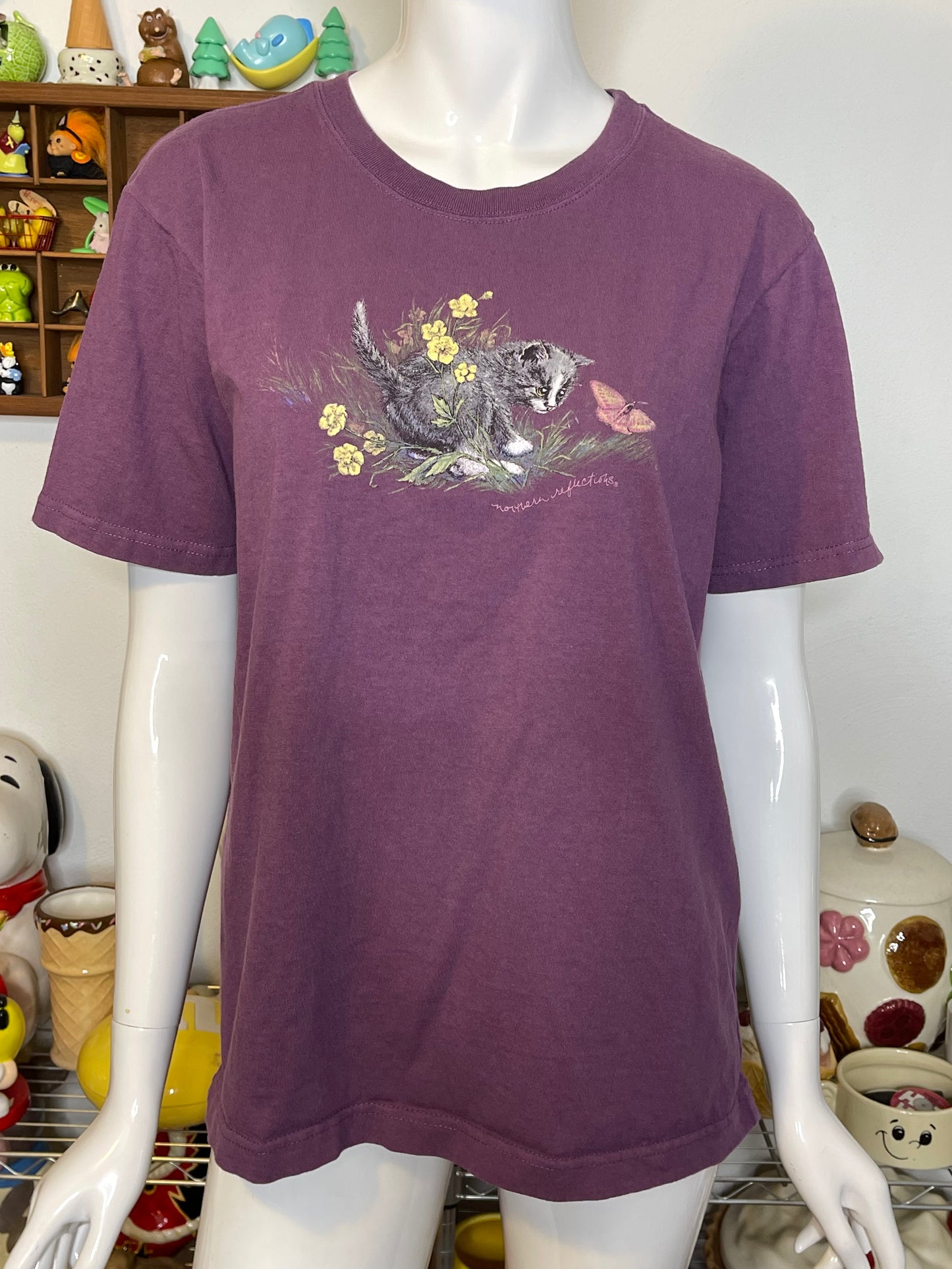 2000s Purple Spring Kitten Graphic Tee Sz M