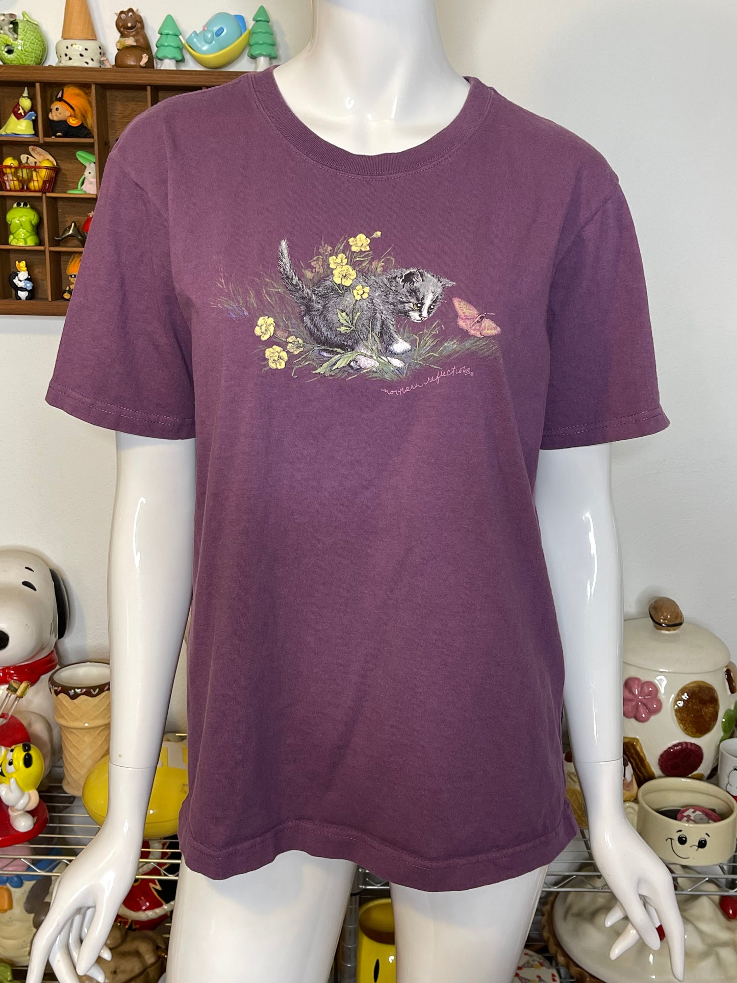 2000s Purple Spring Kitten Graphic Tee Sz M