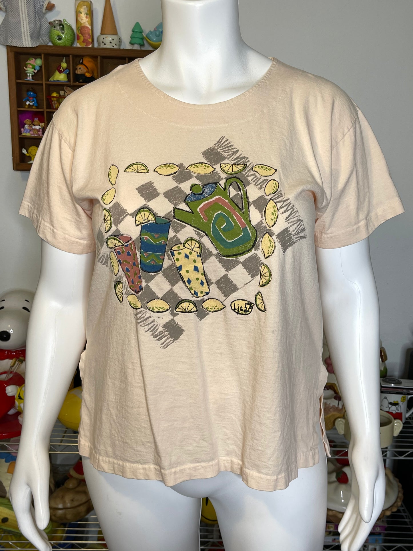 Vintage Lemonade Embroidered Oversized Boxy Graphic Tee Sz M/L
