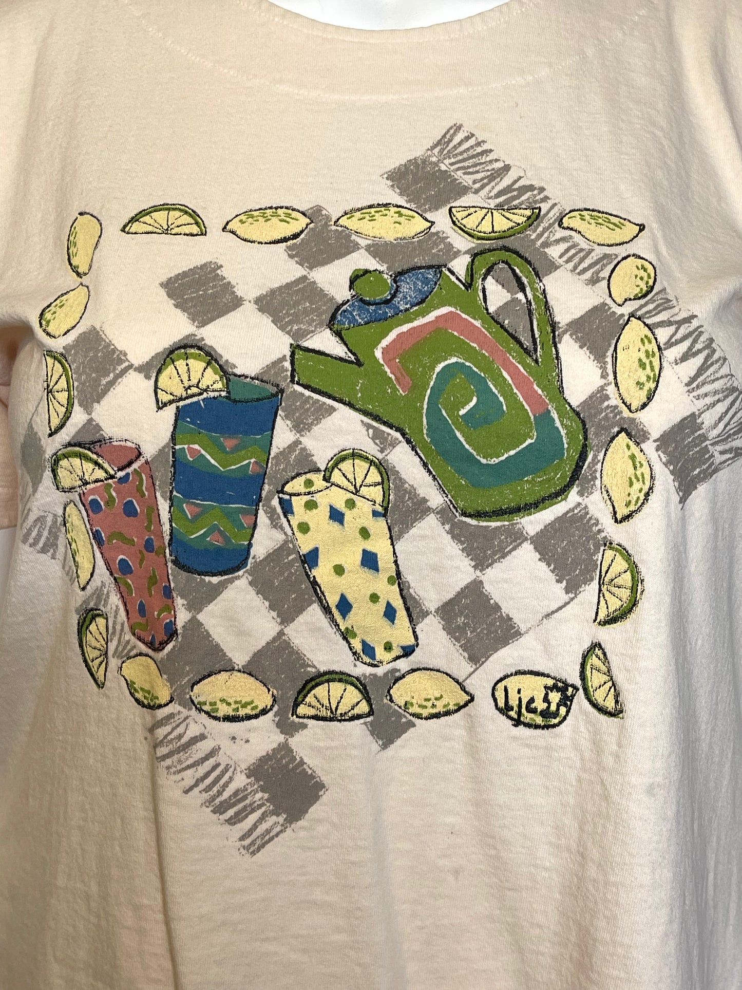 Vintage Lemonade Embroidered Oversized Boxy Graphic Tee Sz M/L