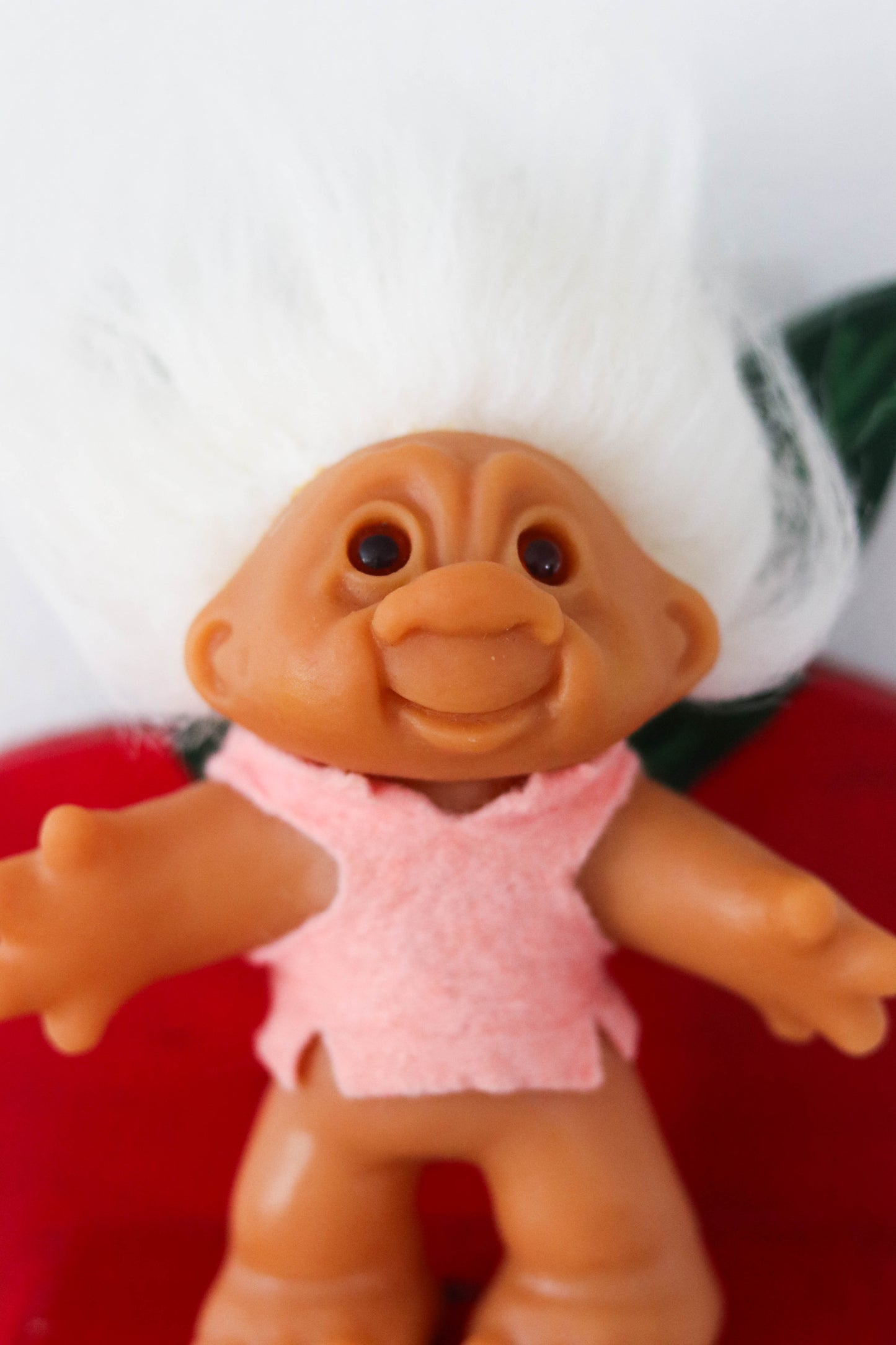Vintage 80s White Hair Dam Troll Doll