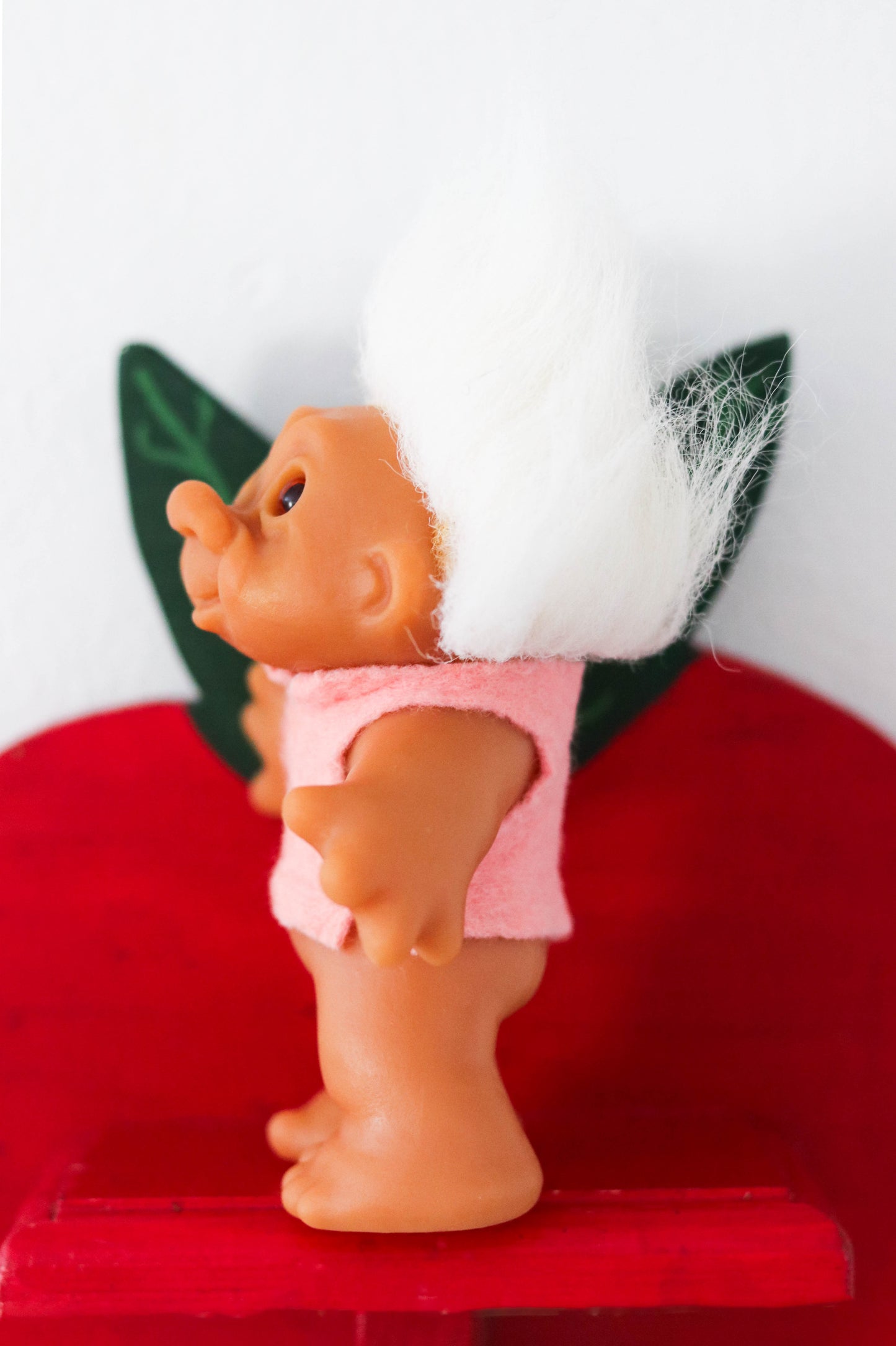 Vintage 80s White Hair Dam Troll Doll